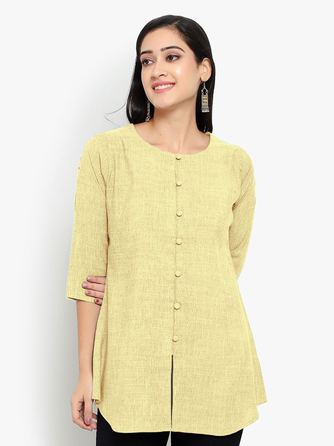 Yellow Cotton Linen Tunic — view 8