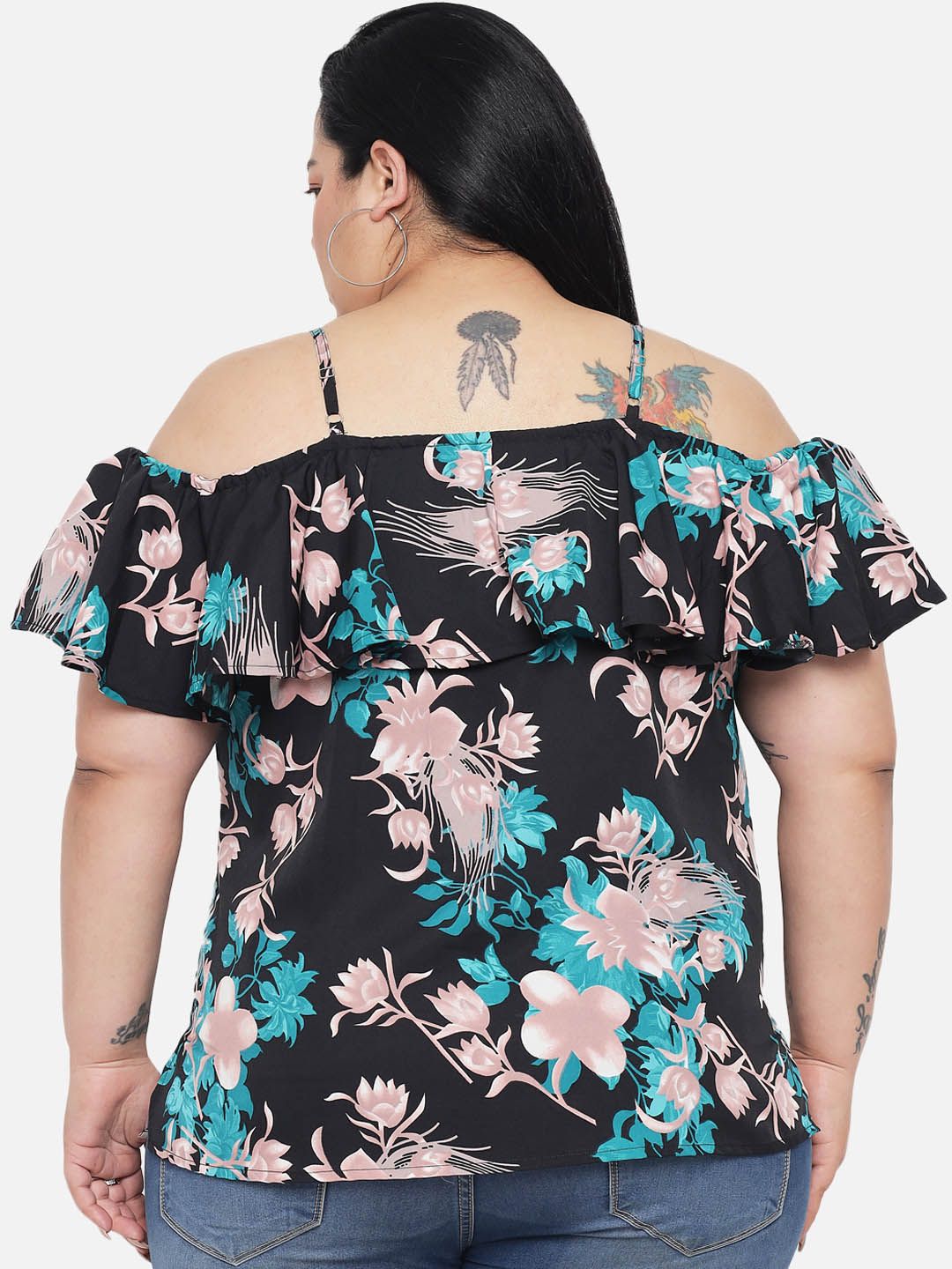 Green Floral Print Top — view 5