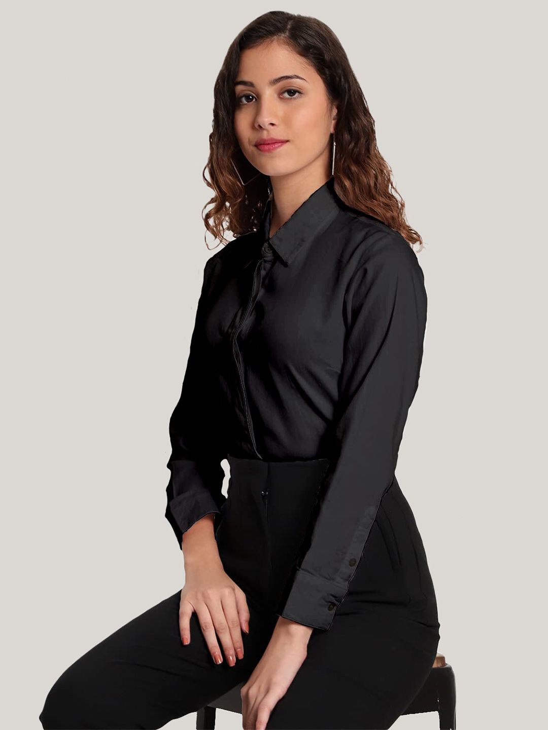 Black Slim Fit Formal Shirt — view 7