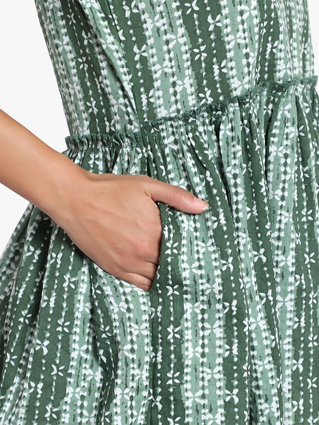 Green Hand Block Print Tunic — view 7