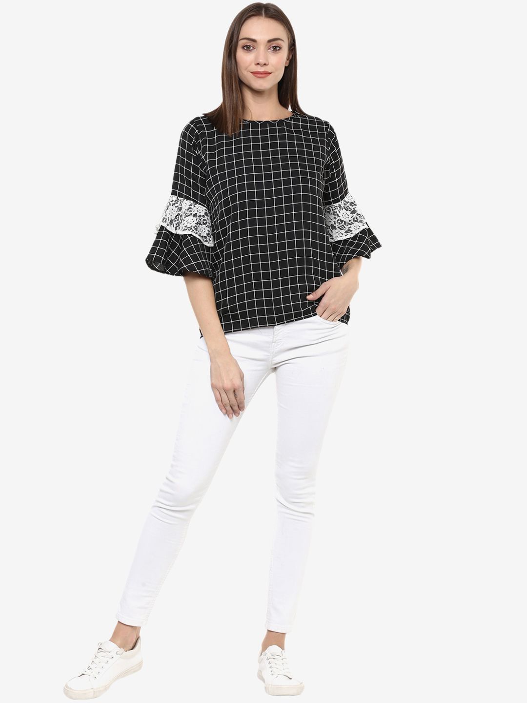 Black Checkered Top — view 5
