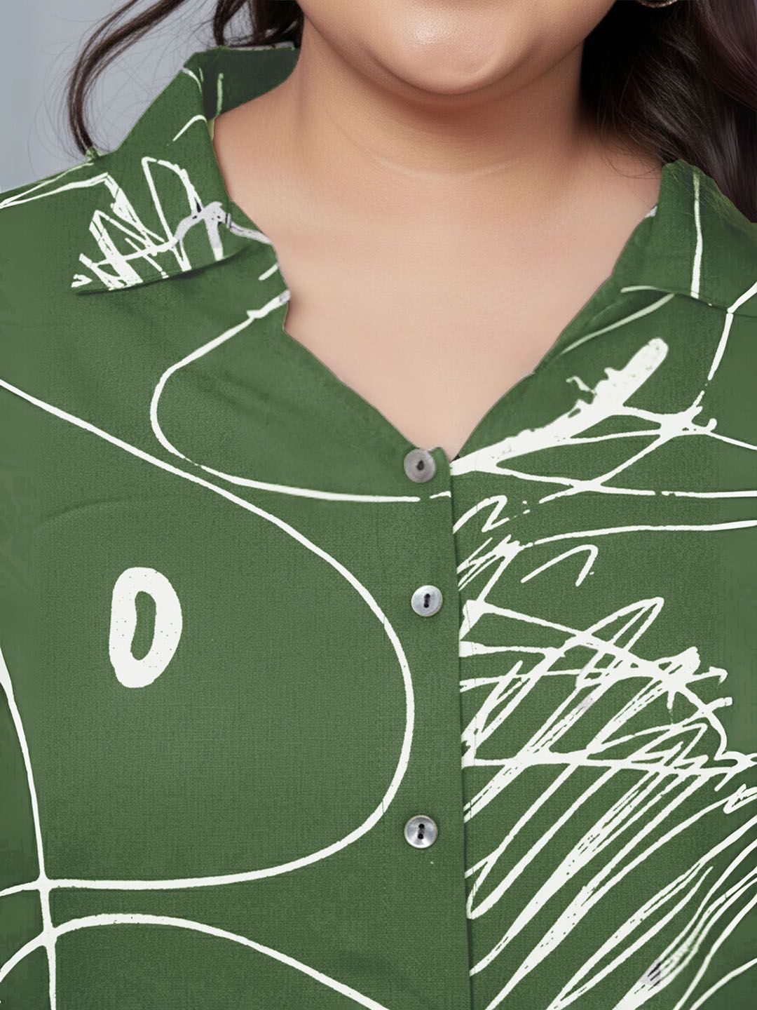 Green Scribble Print Plus Size Co-Ord Set — view 2