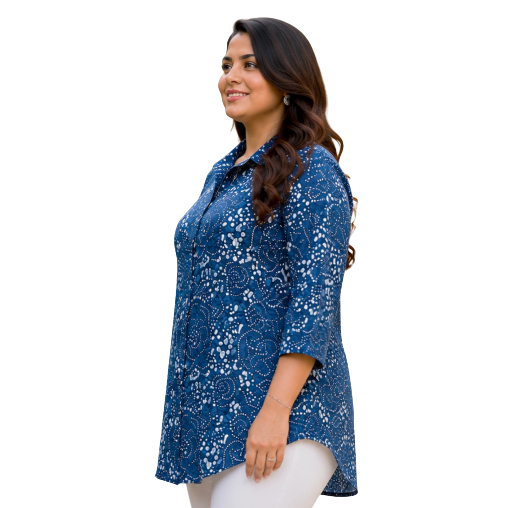 Blue and White Indigo Cotton Shirt