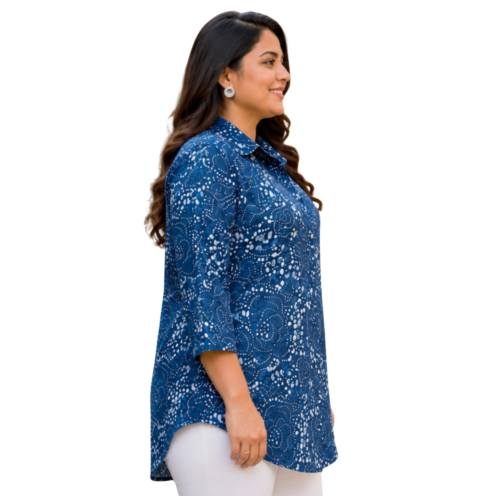 Blue and White Indigo Cotton Shirt
