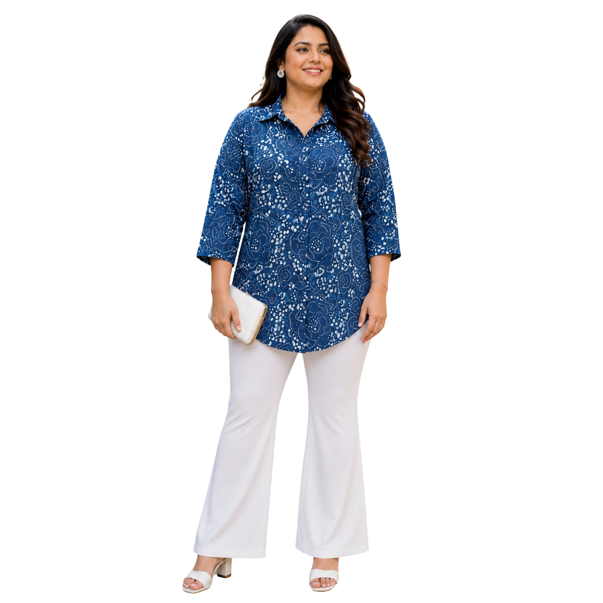 Blue and White Indigo Cotton Shirt