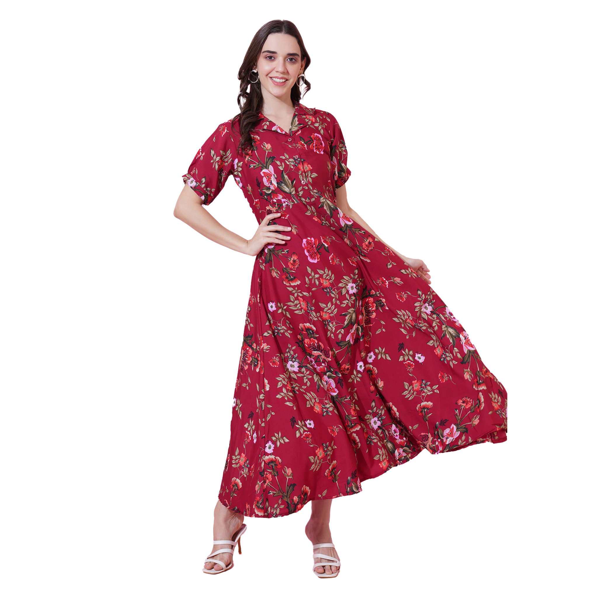 Red Floral Maxi Dress