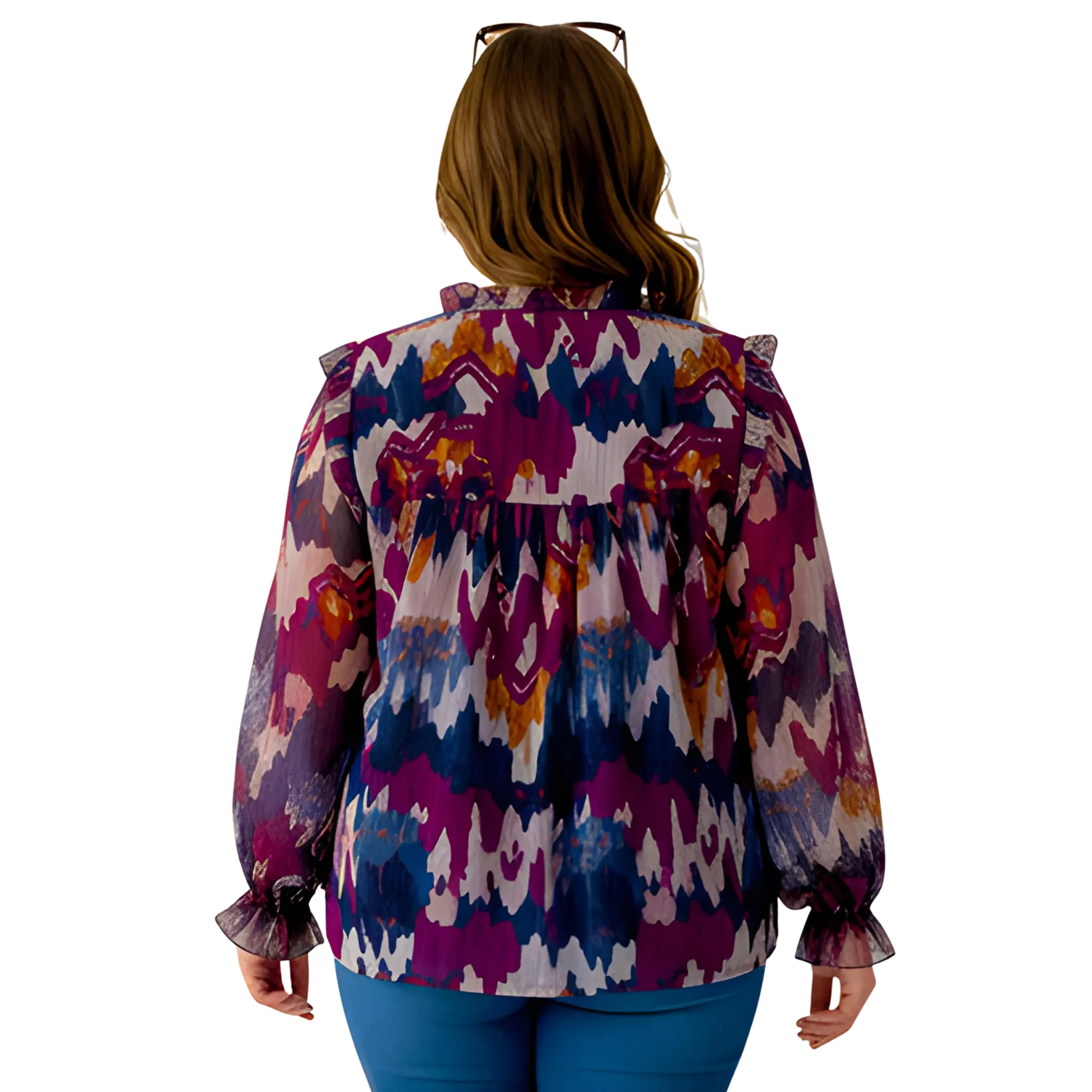 Abstract Print Georgette Plus Size Tunic