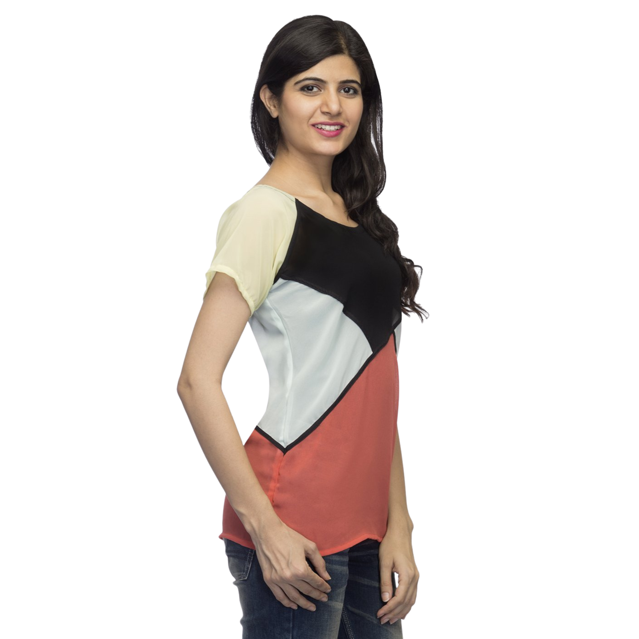 Red and Black Multicolor Top