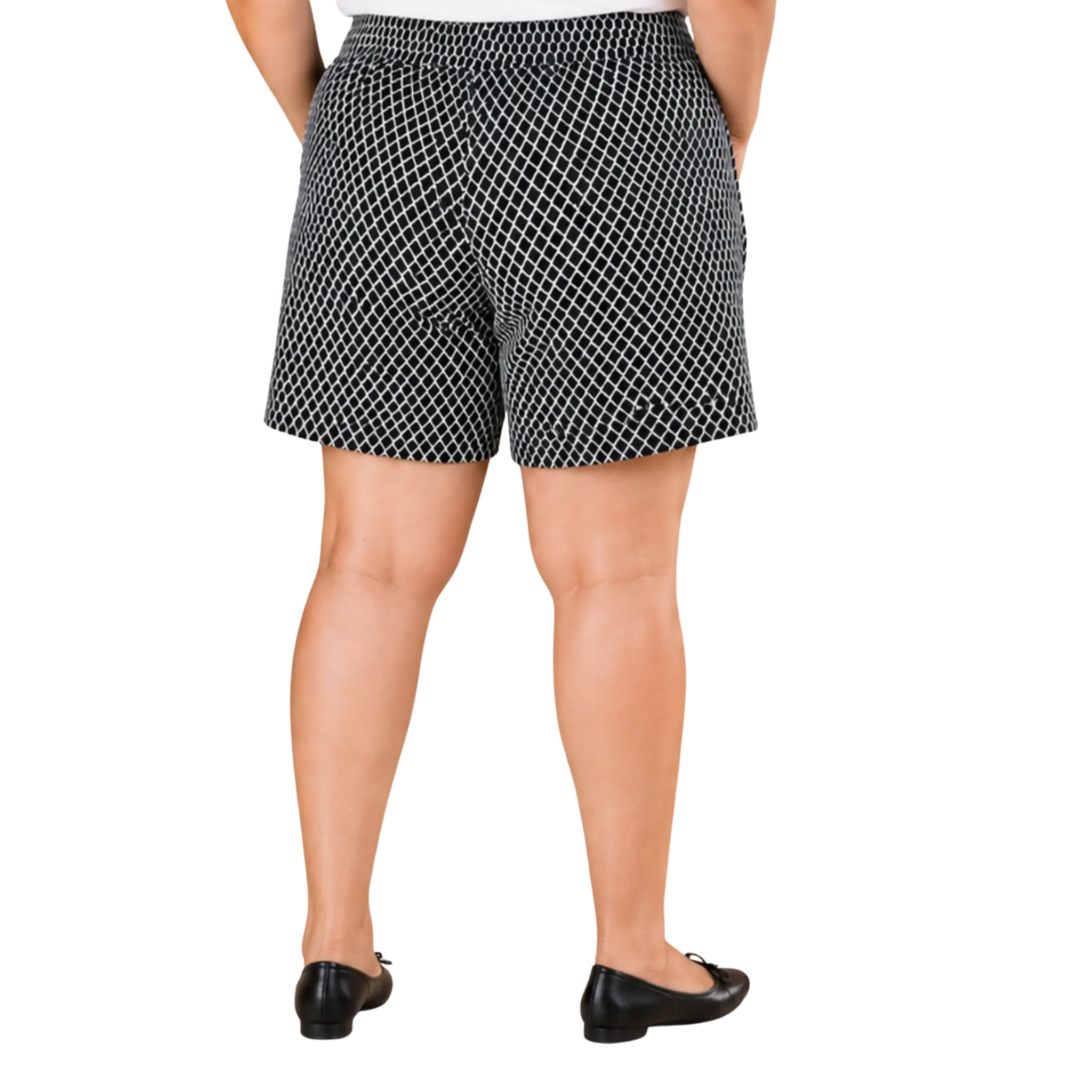 Black and White Diamond Crochet Shorts