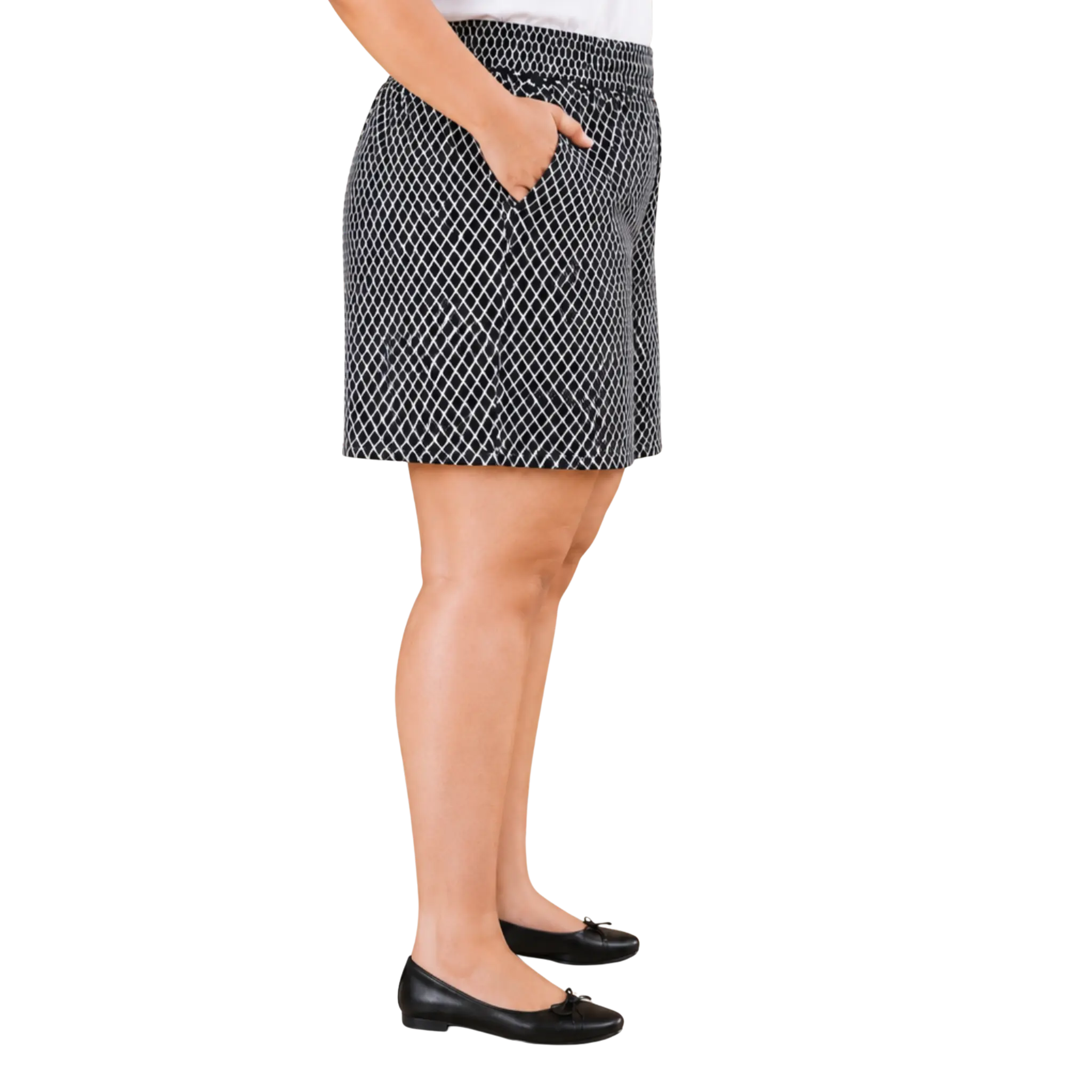 Black and White Diamond Crochet Shorts