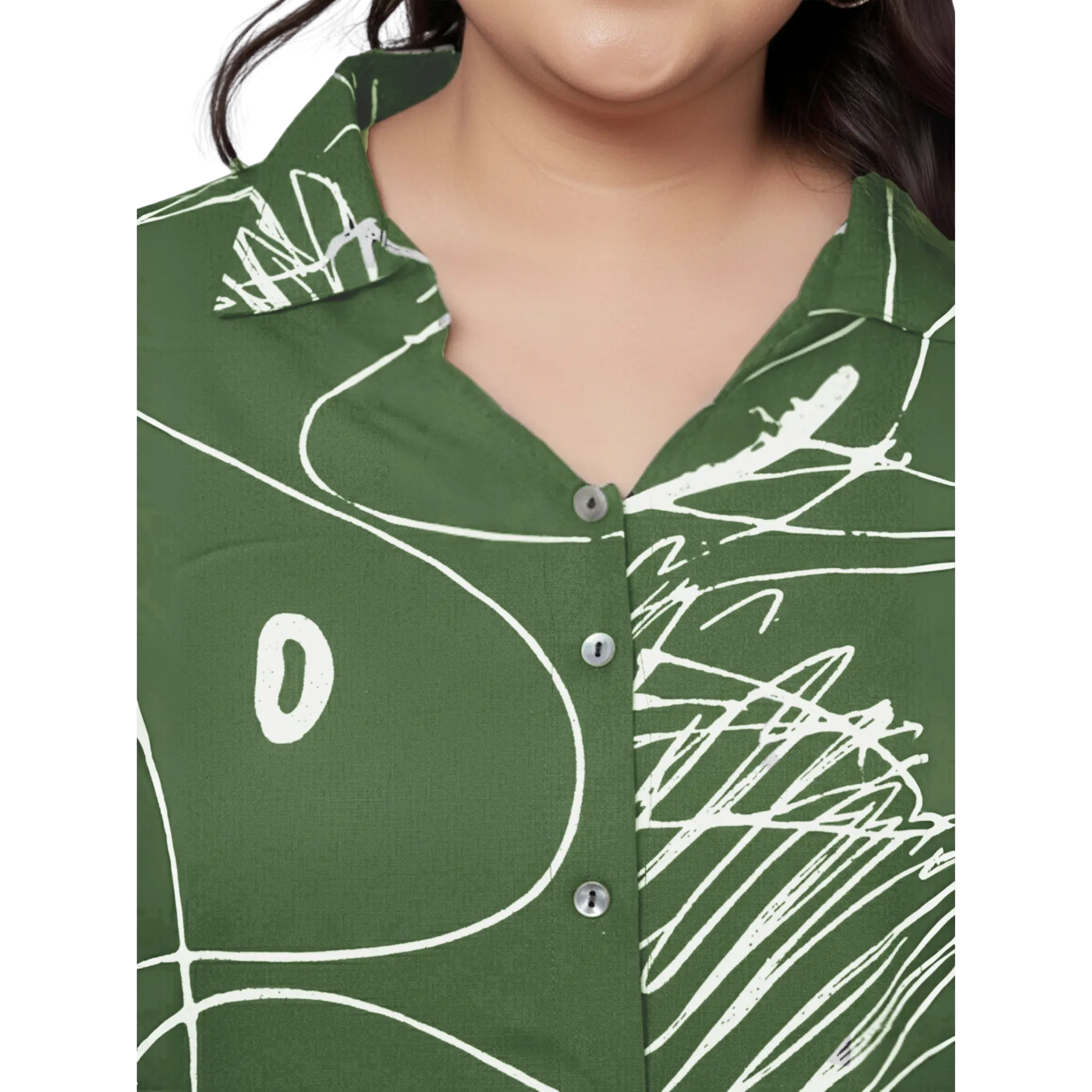 Green Scribble Print Plus Size Co-Ord Set