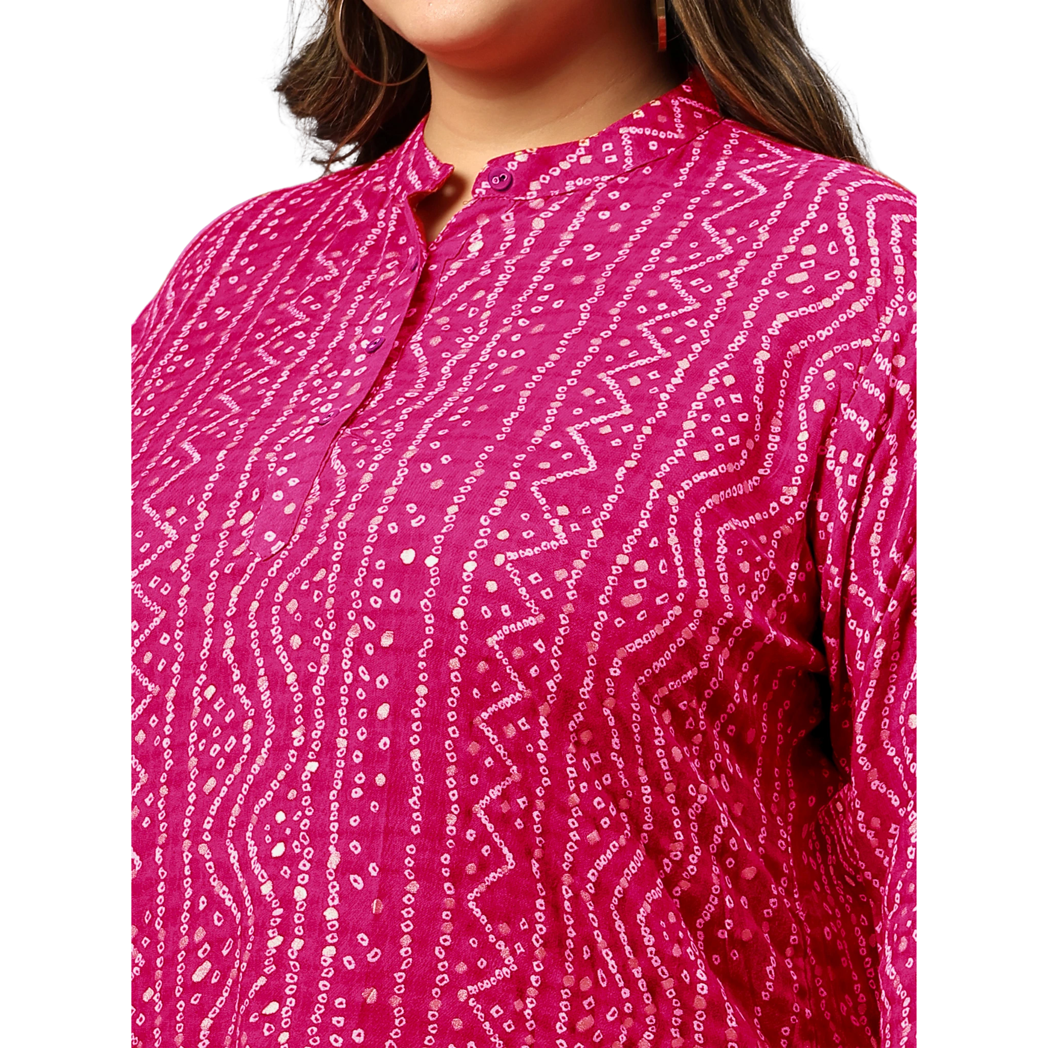 Pink Bandhani Print Plus Size Tunic