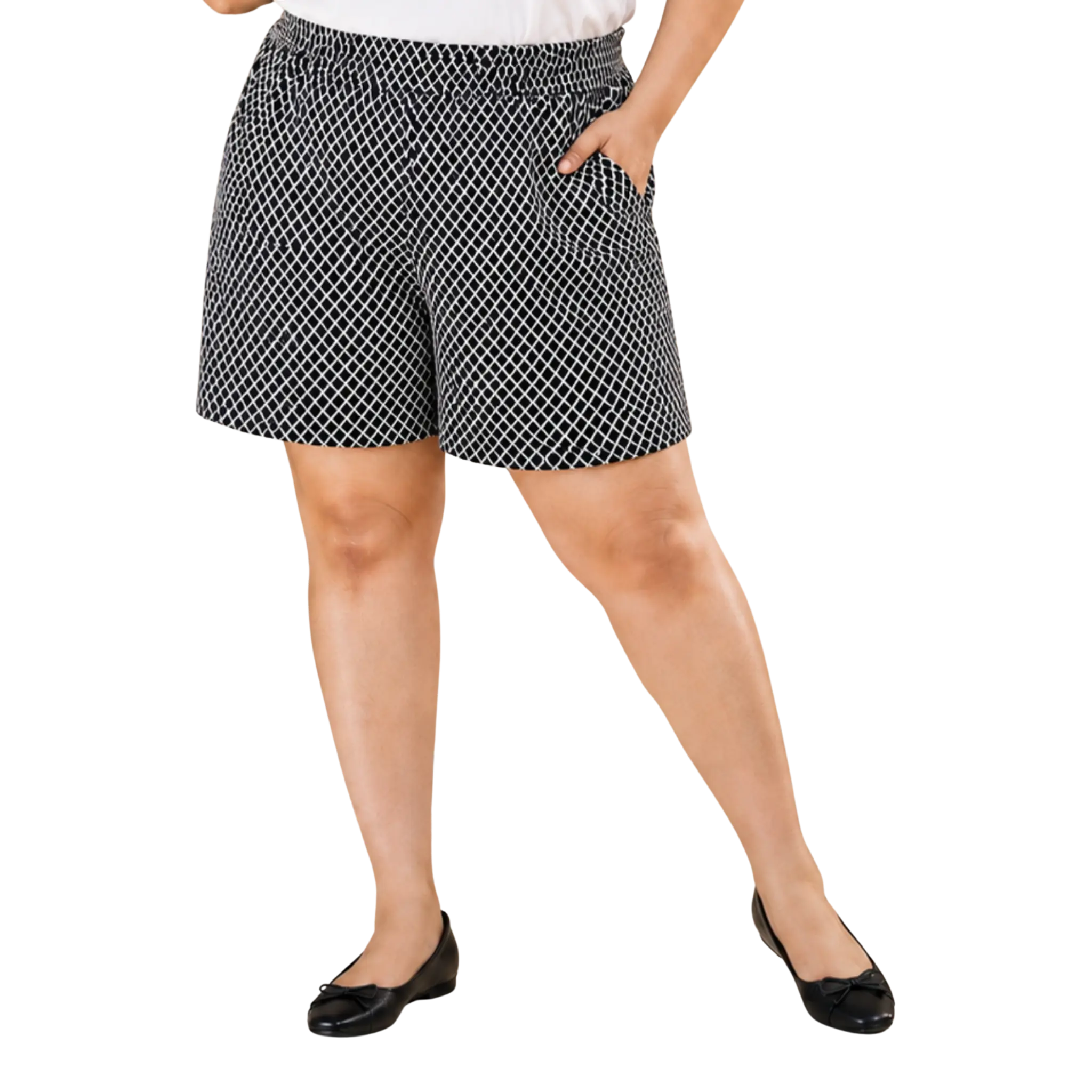 Black and White Diamond Crochet Shorts