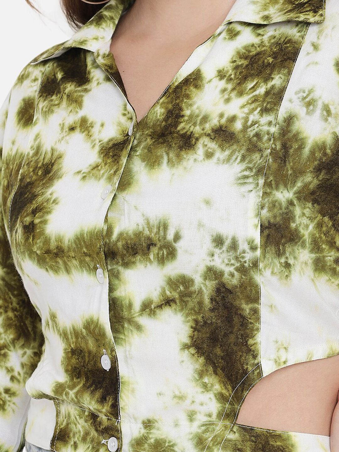 Green Tie Dye Crop Shirt — view 8