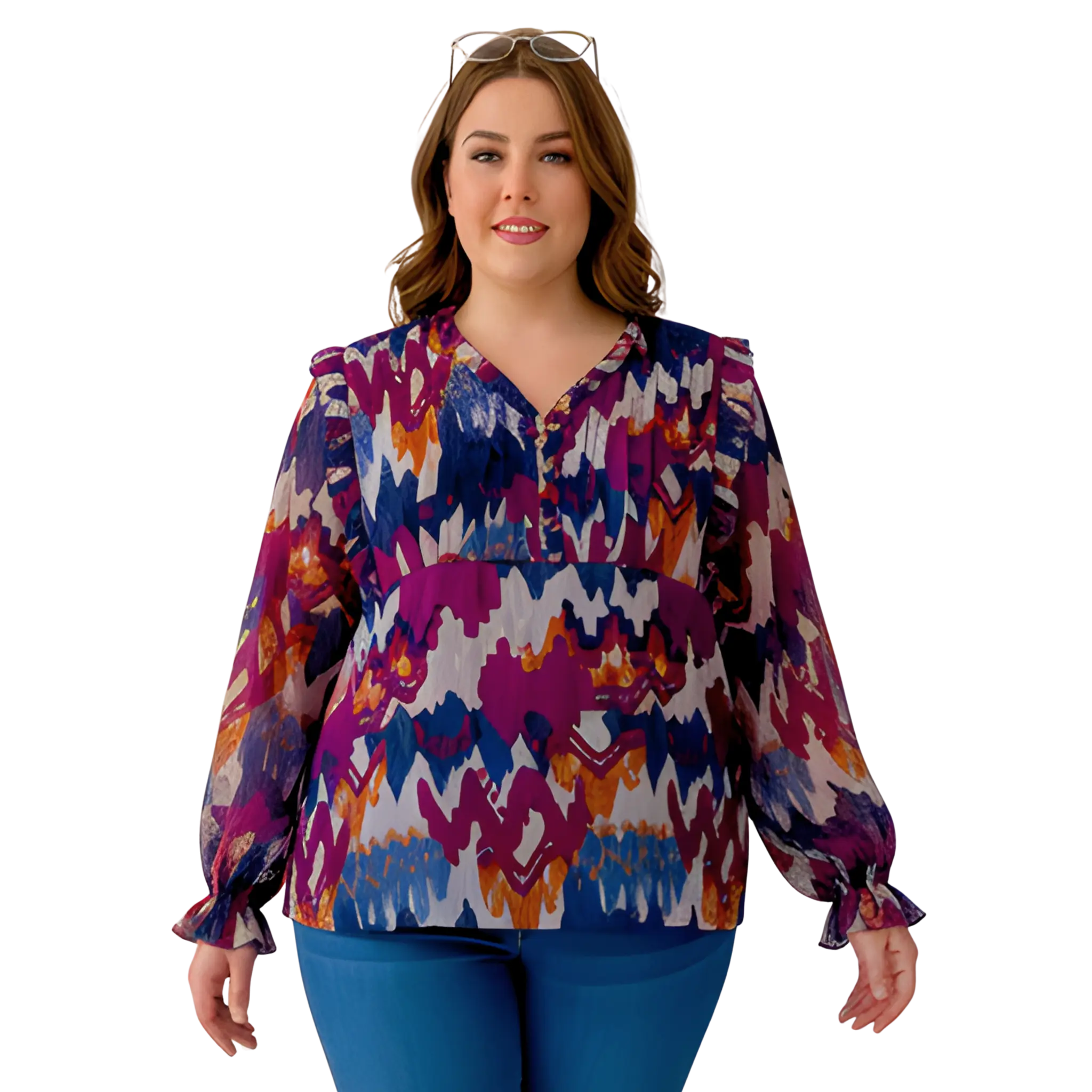 Abstract Print Georgette Plus Size Tunic