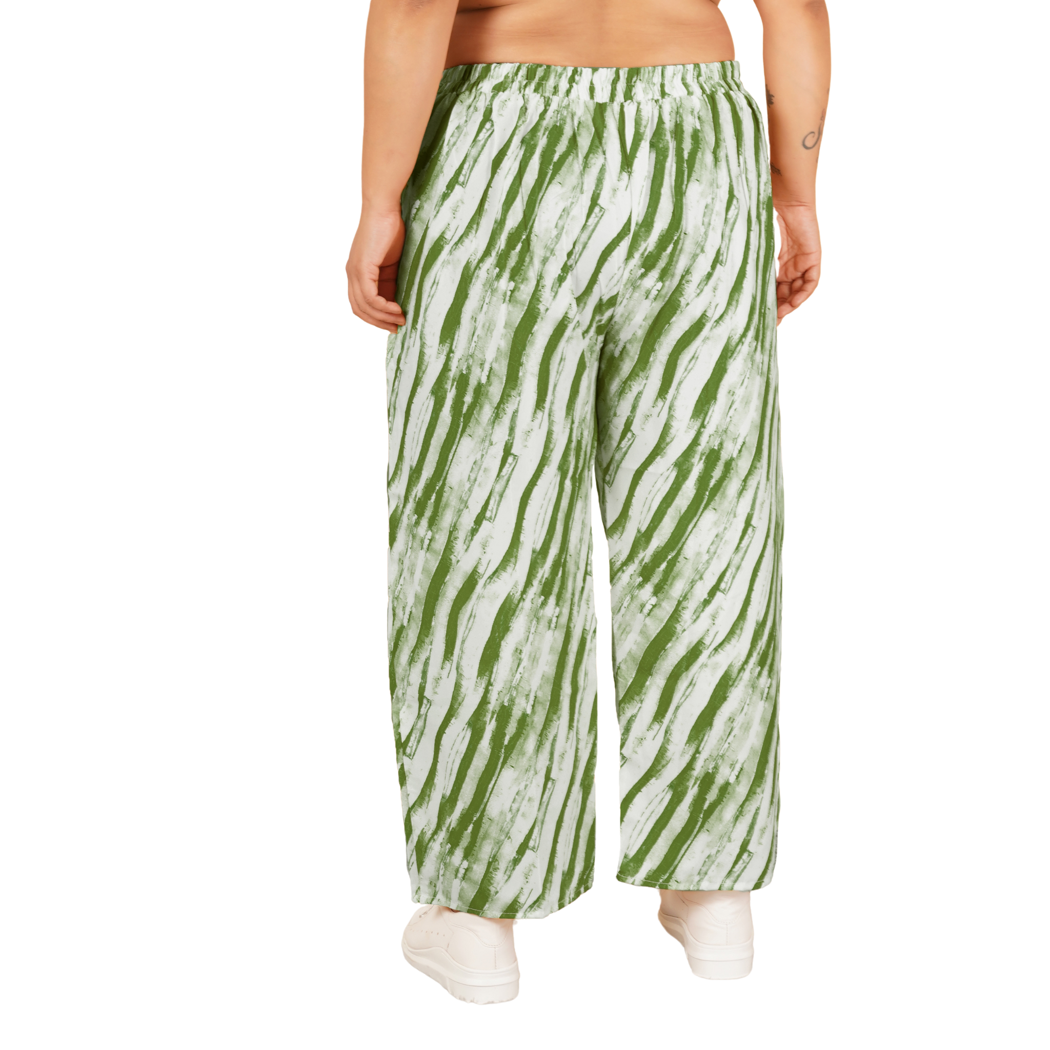 Green Leheriya Print Plus Size Trousers