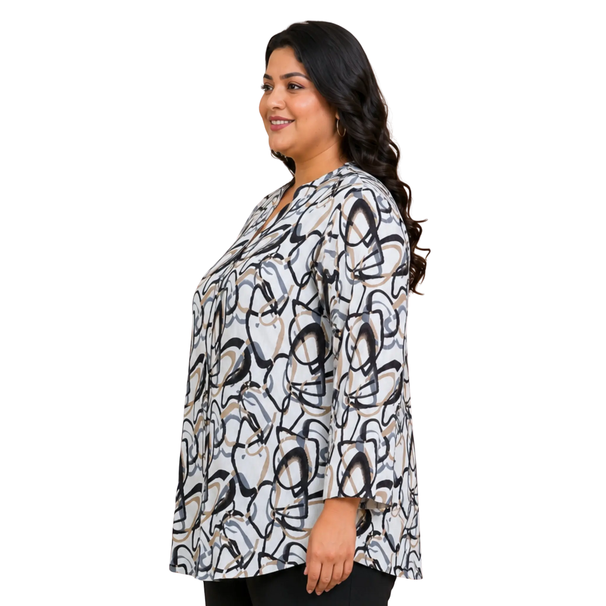 White Centrepleat Print Tunic