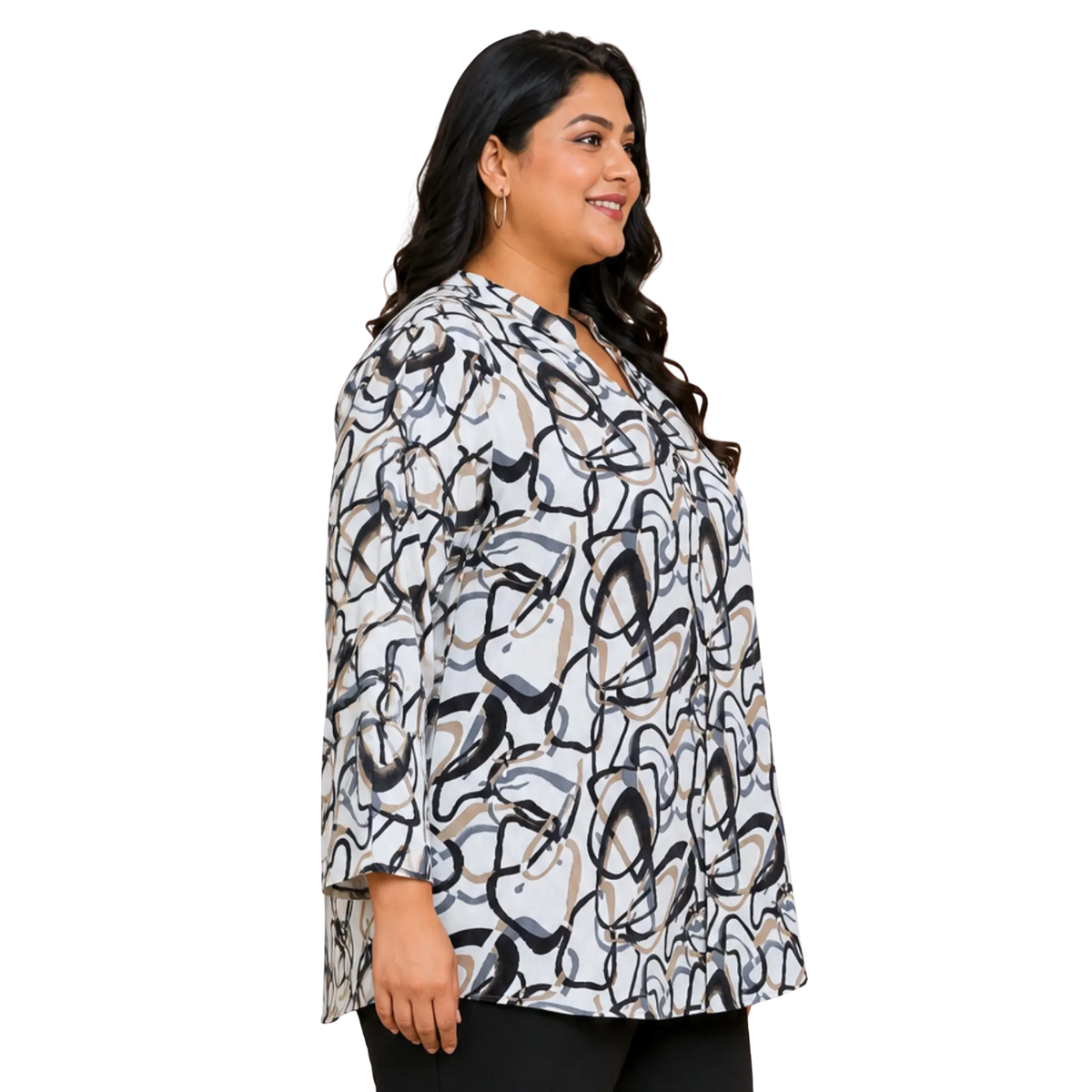 White Centrepleat Print Tunic
