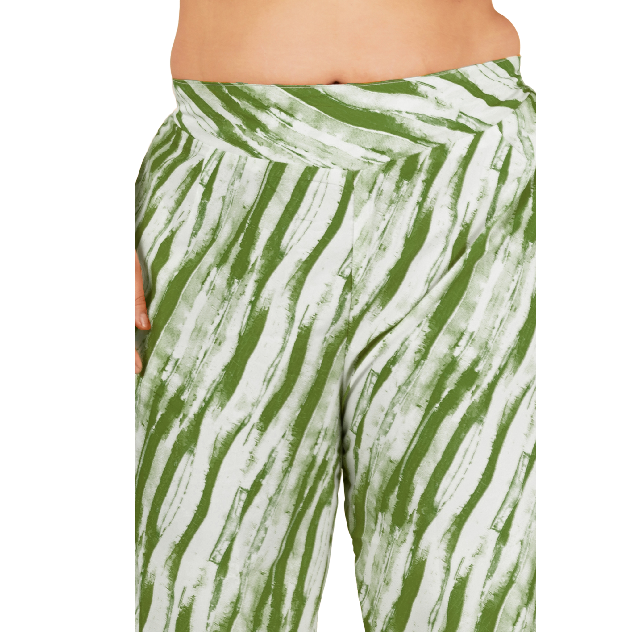 Green Leheriya Print Plus Size Trousers