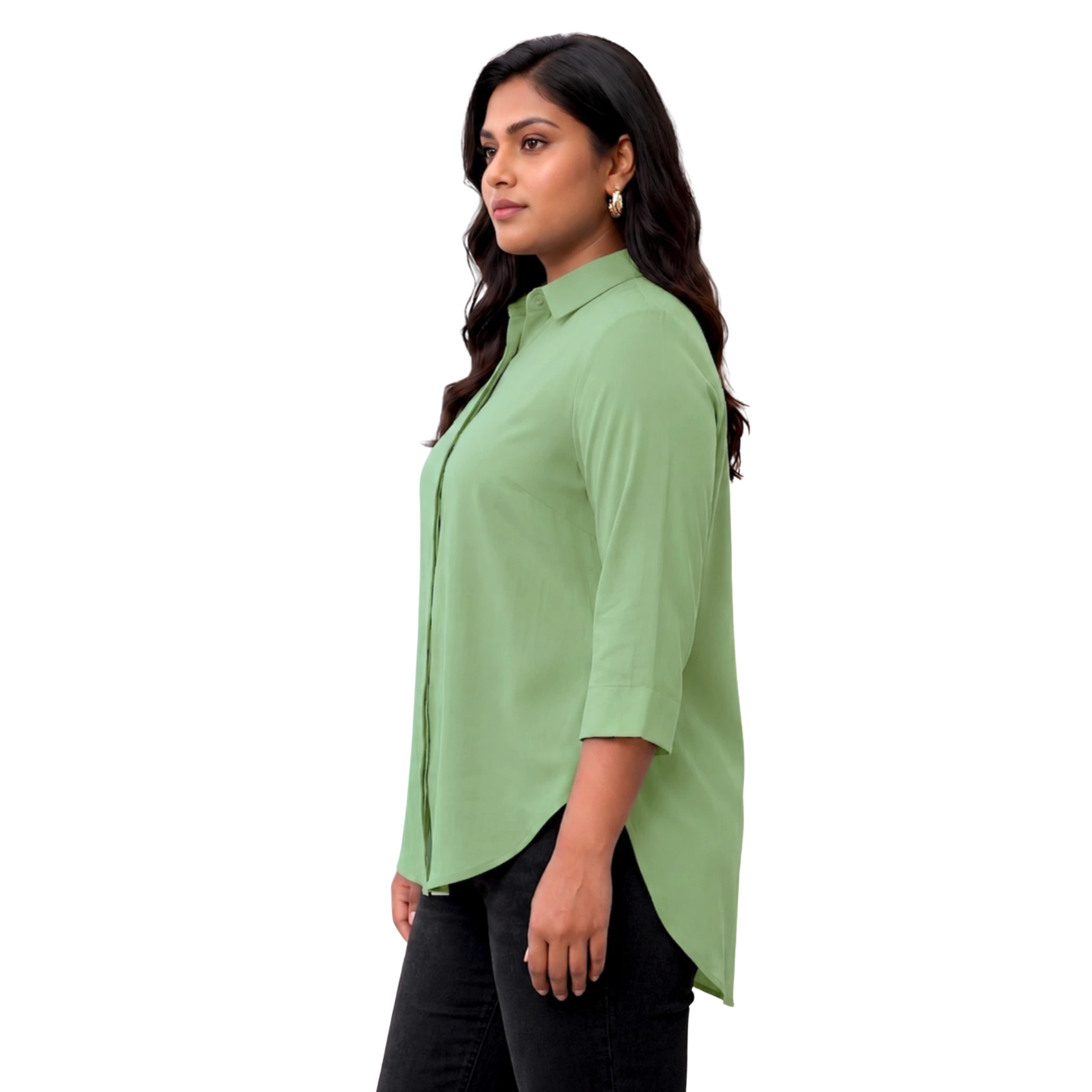 Mint Green Rayon Concealed Plus Size Tunic