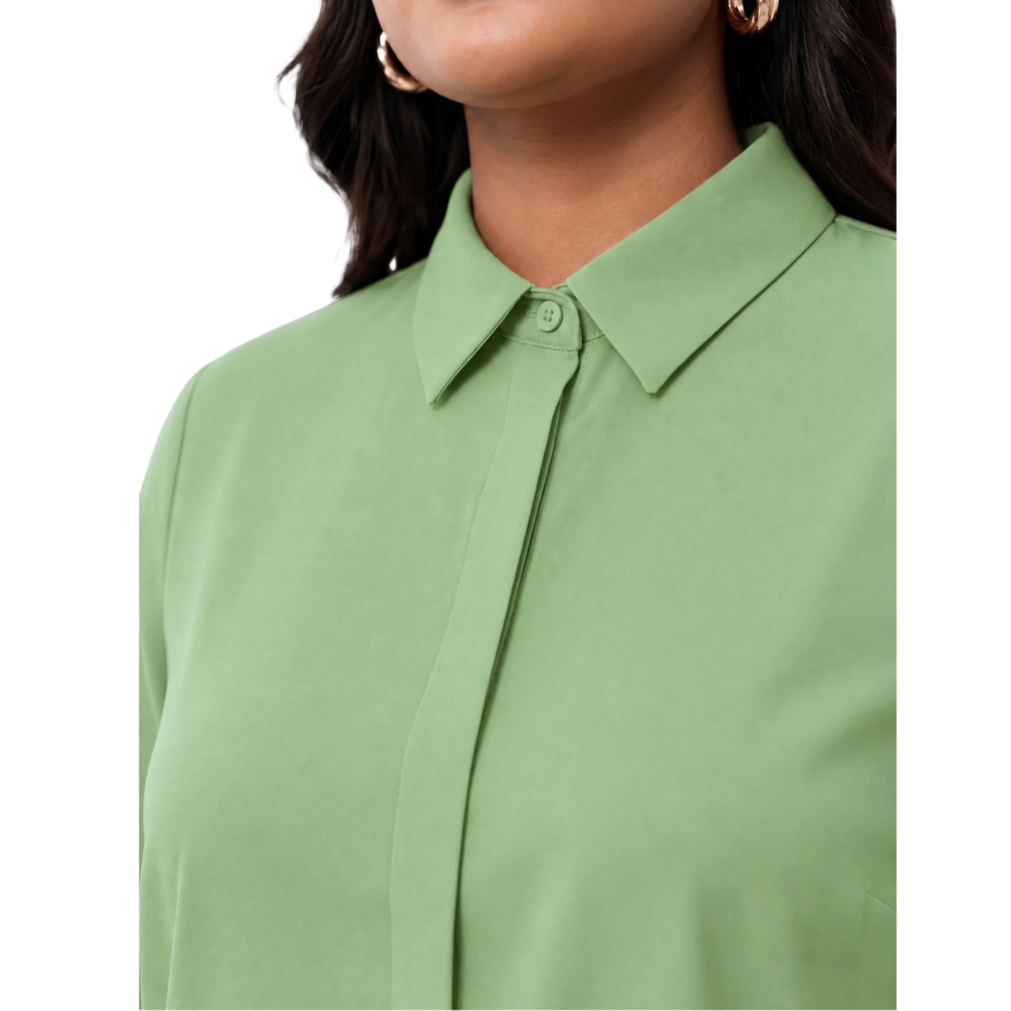 Mint Green Rayon Concealed Plus Size Tunic