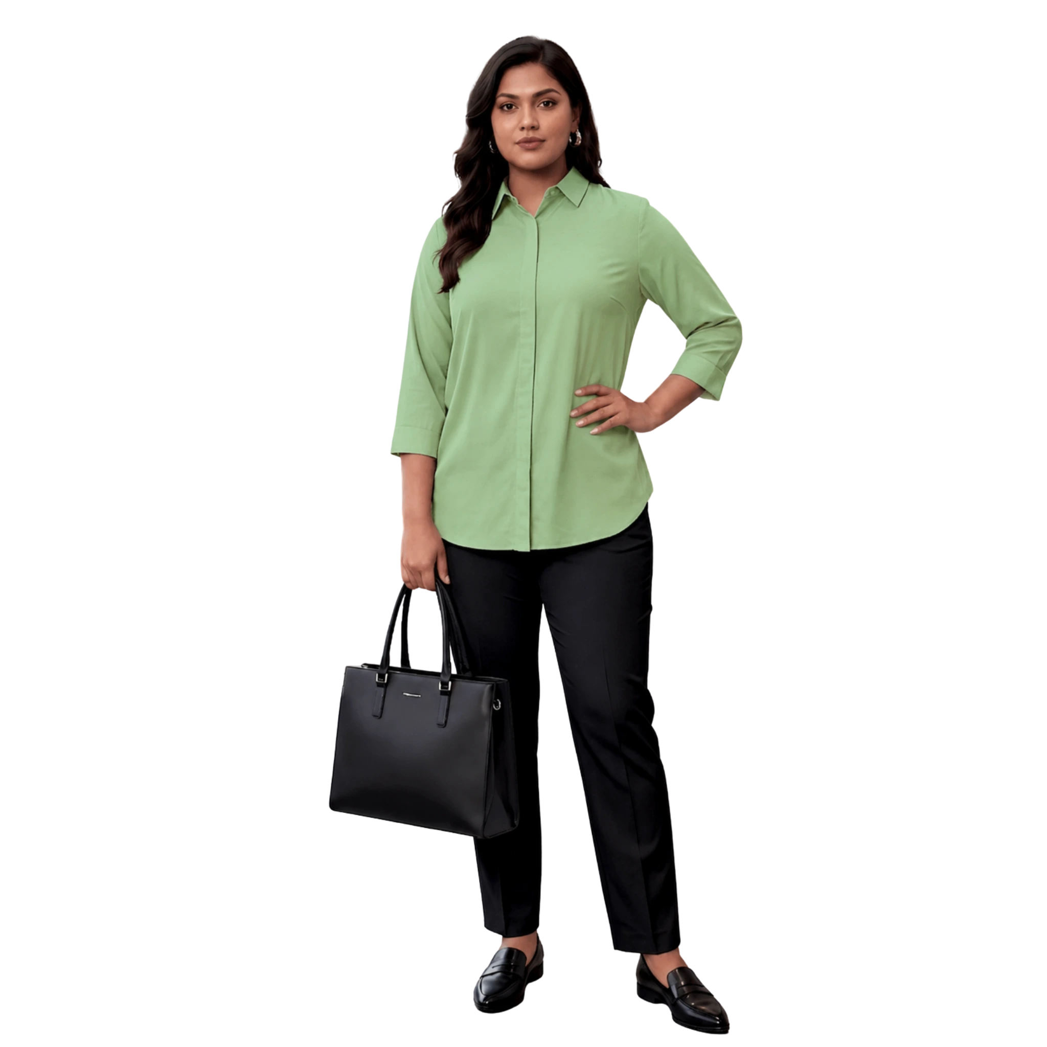 Mint Green Rayon Concealed Plus Size Tunic