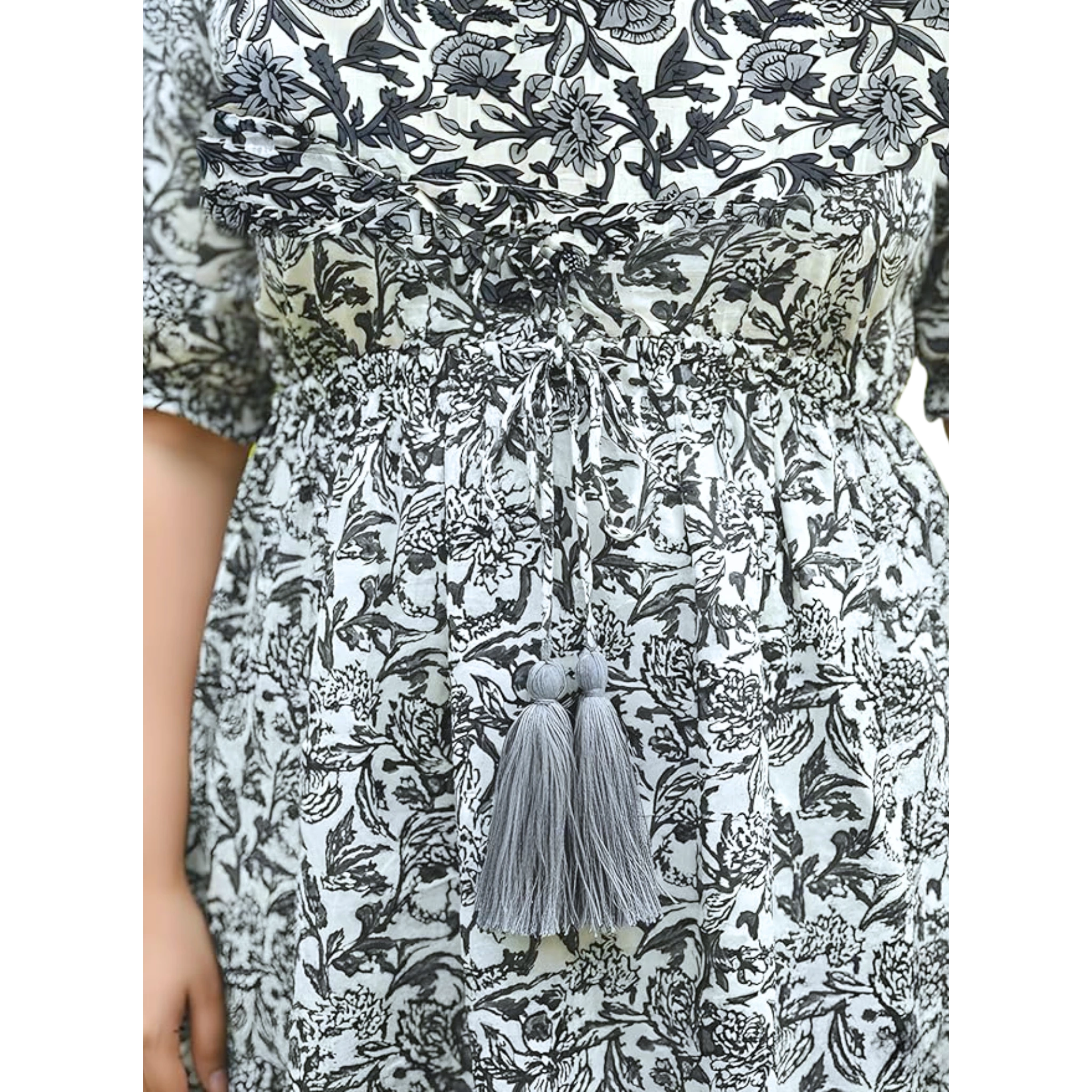 Black Floral Cotton Plus Size Dress