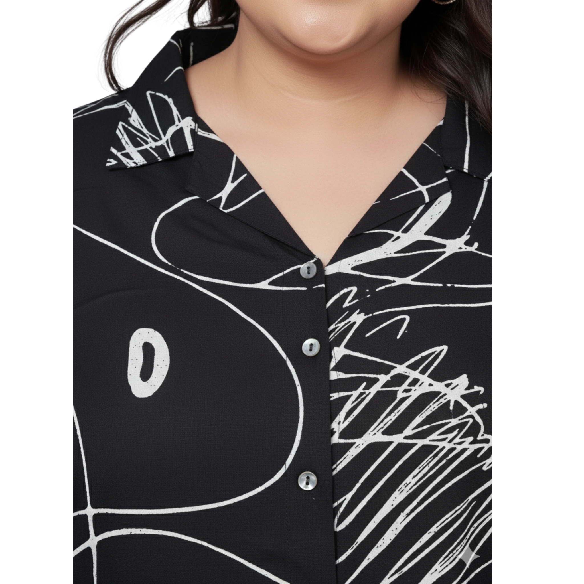 Black Scribble Print Plus Size Co-Ord Set