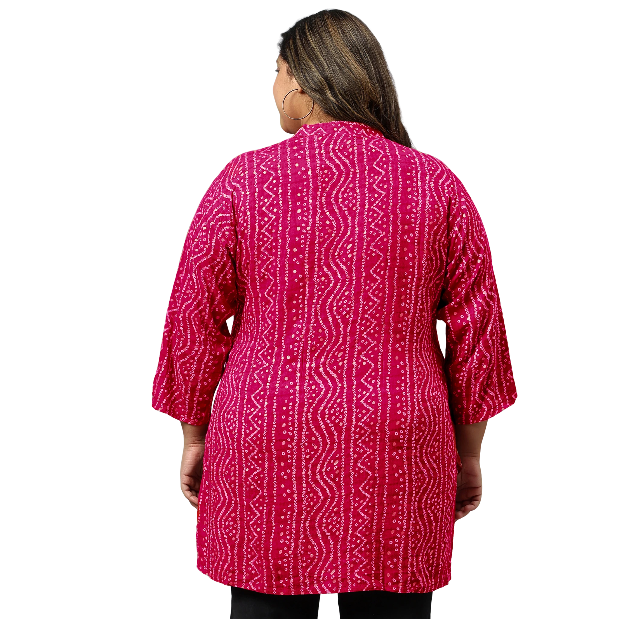 Pink Bandhani Print Plus Size Tunic