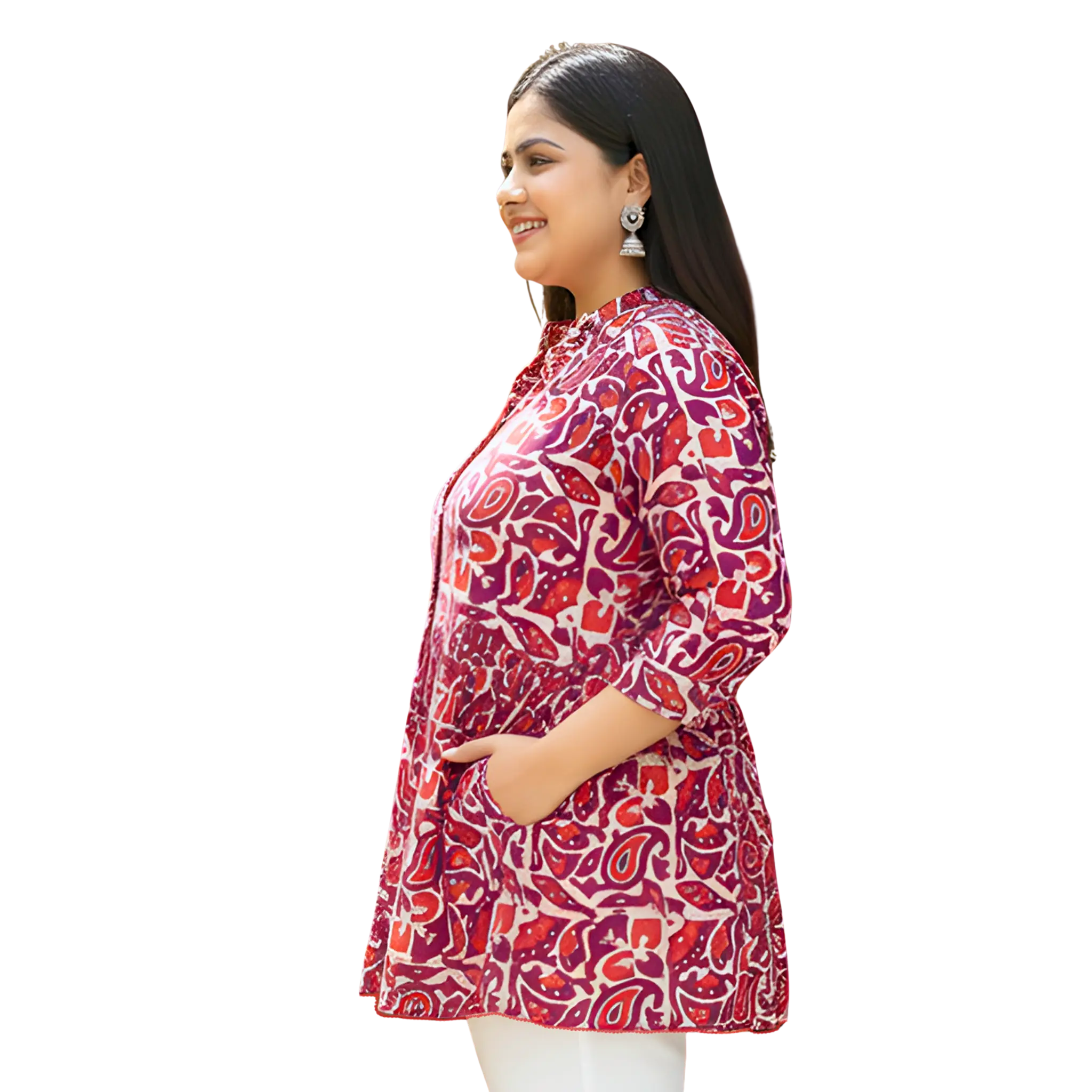 Red and Purple Print Cotton Tunic