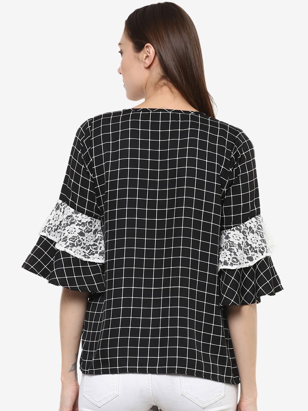 Black Checkered Top — view 4