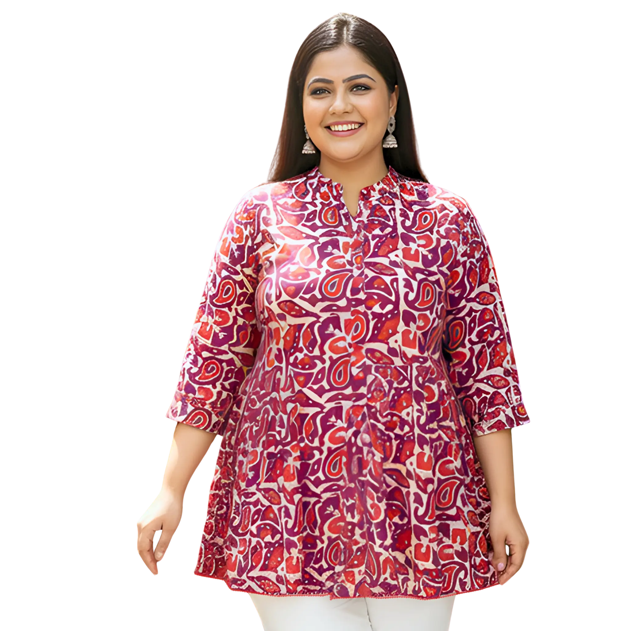 Red and Purple Print Cotton Tunic