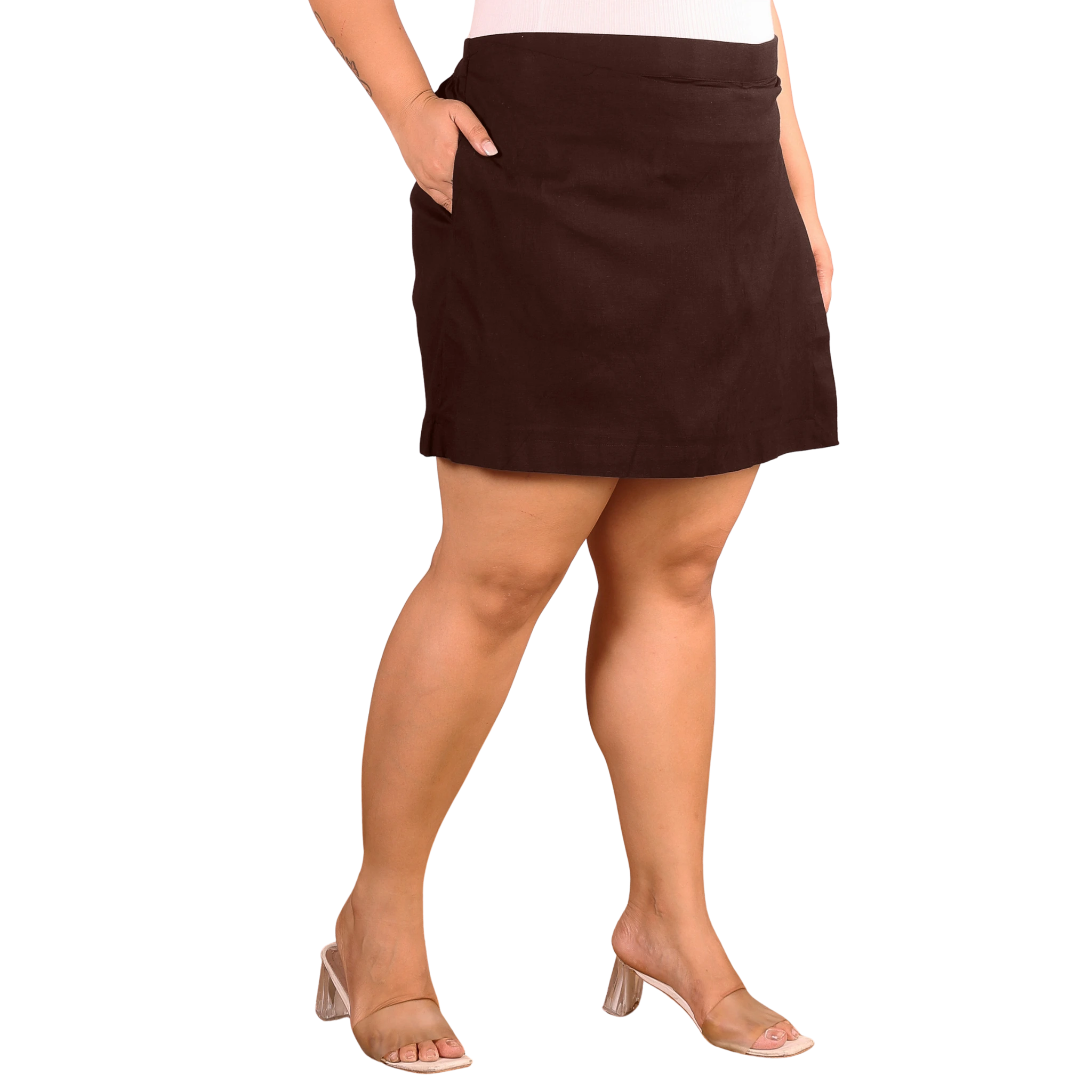 Brown Cotton Skorts