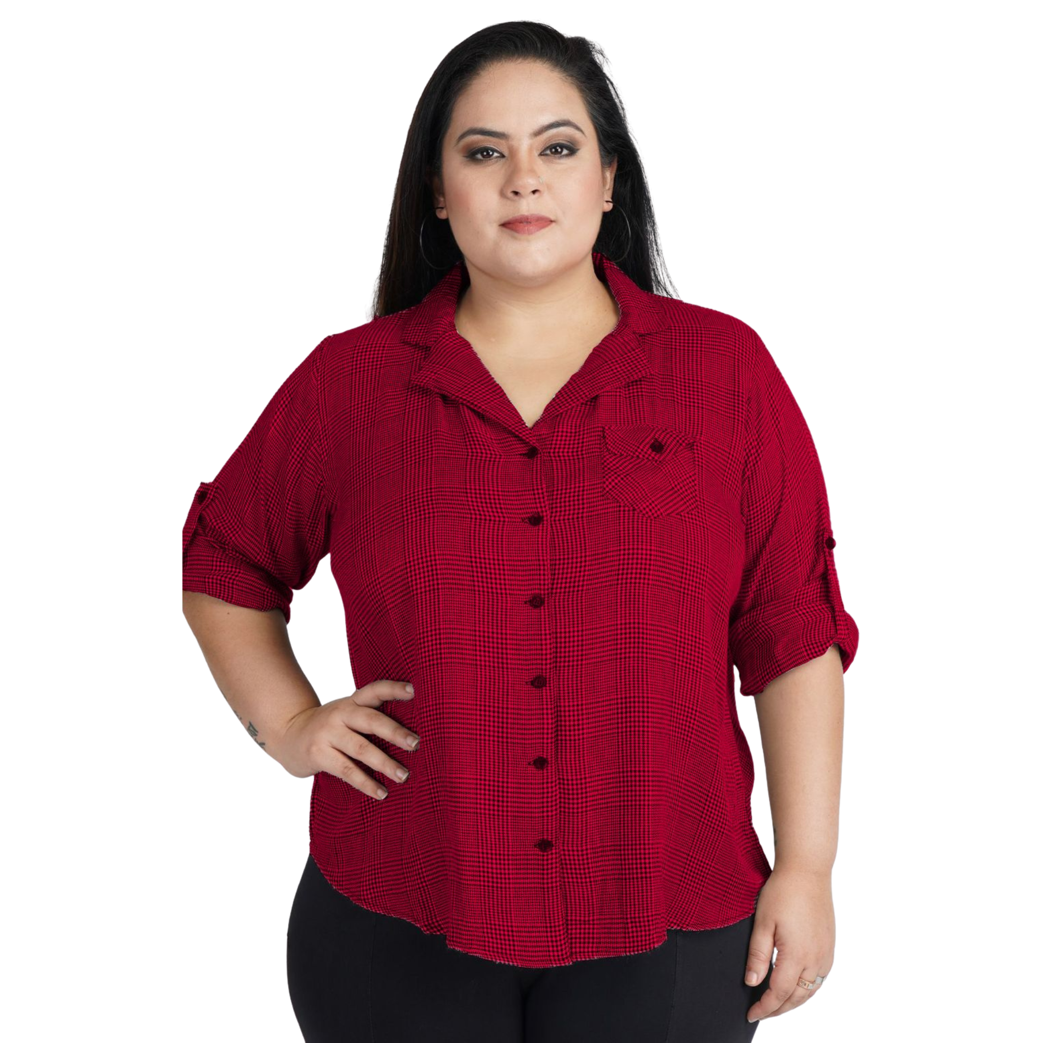 Red Classic Checkered Plus Size Shirt