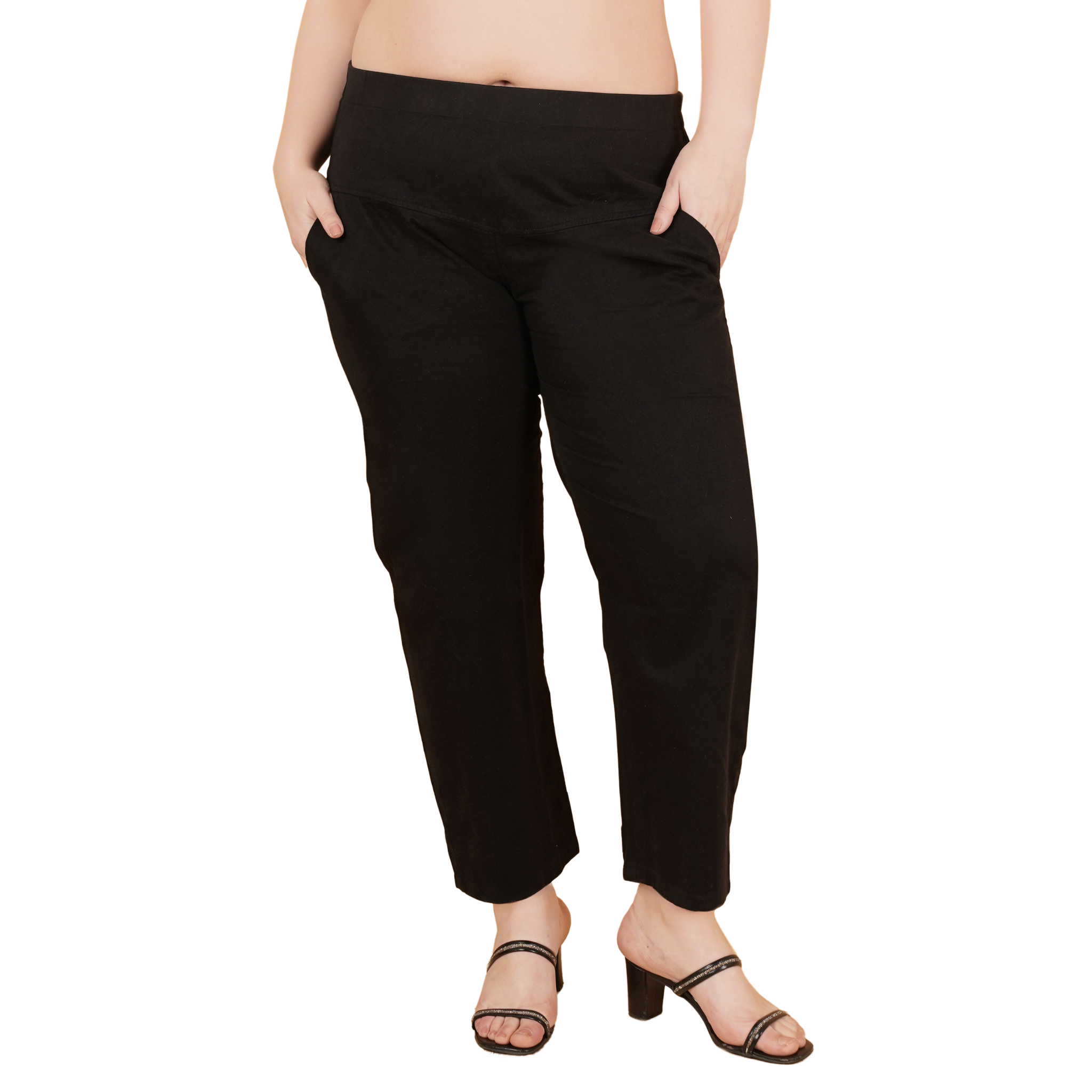 Black Cargo Cotton Trousers