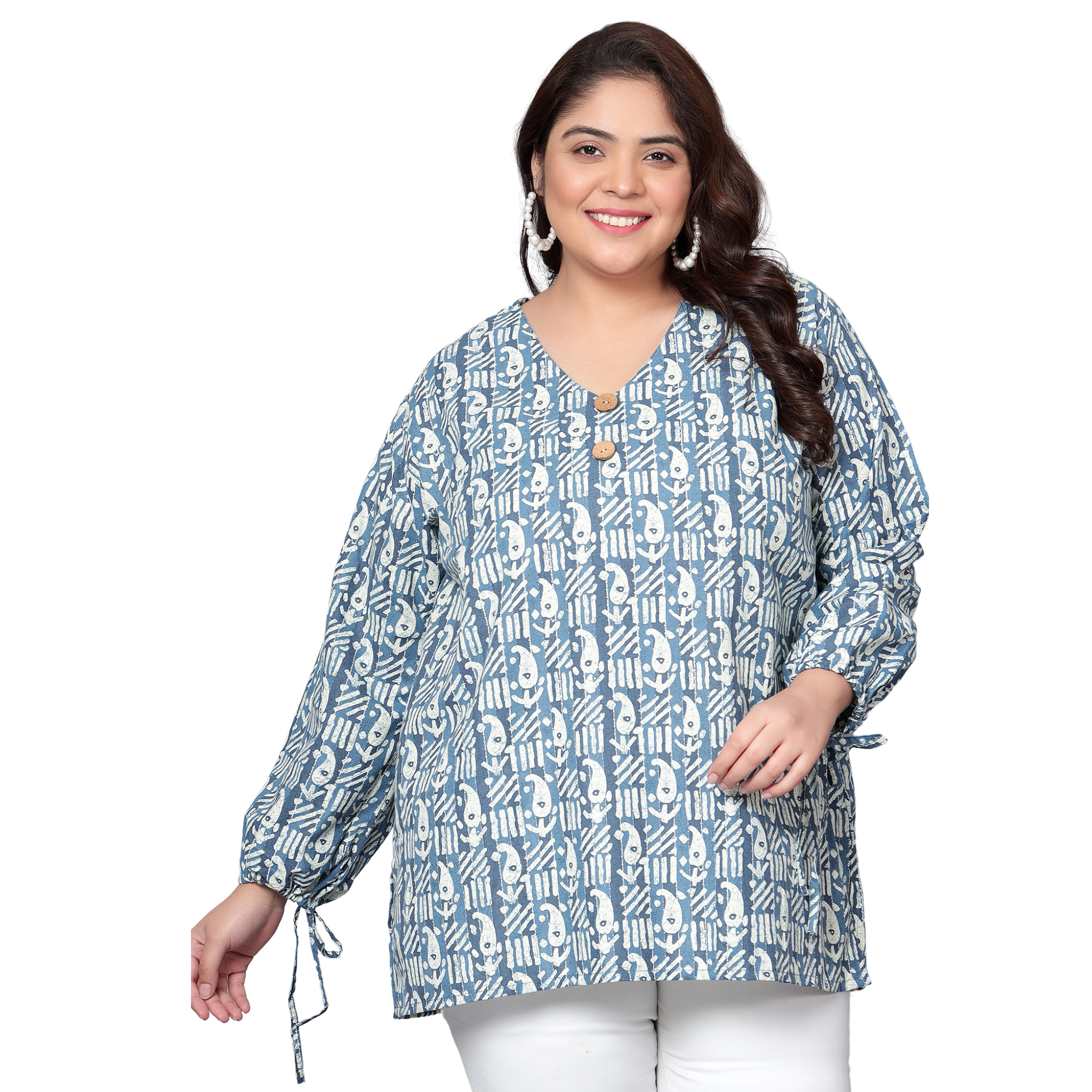 Blue Paisley Plus Size Tunic