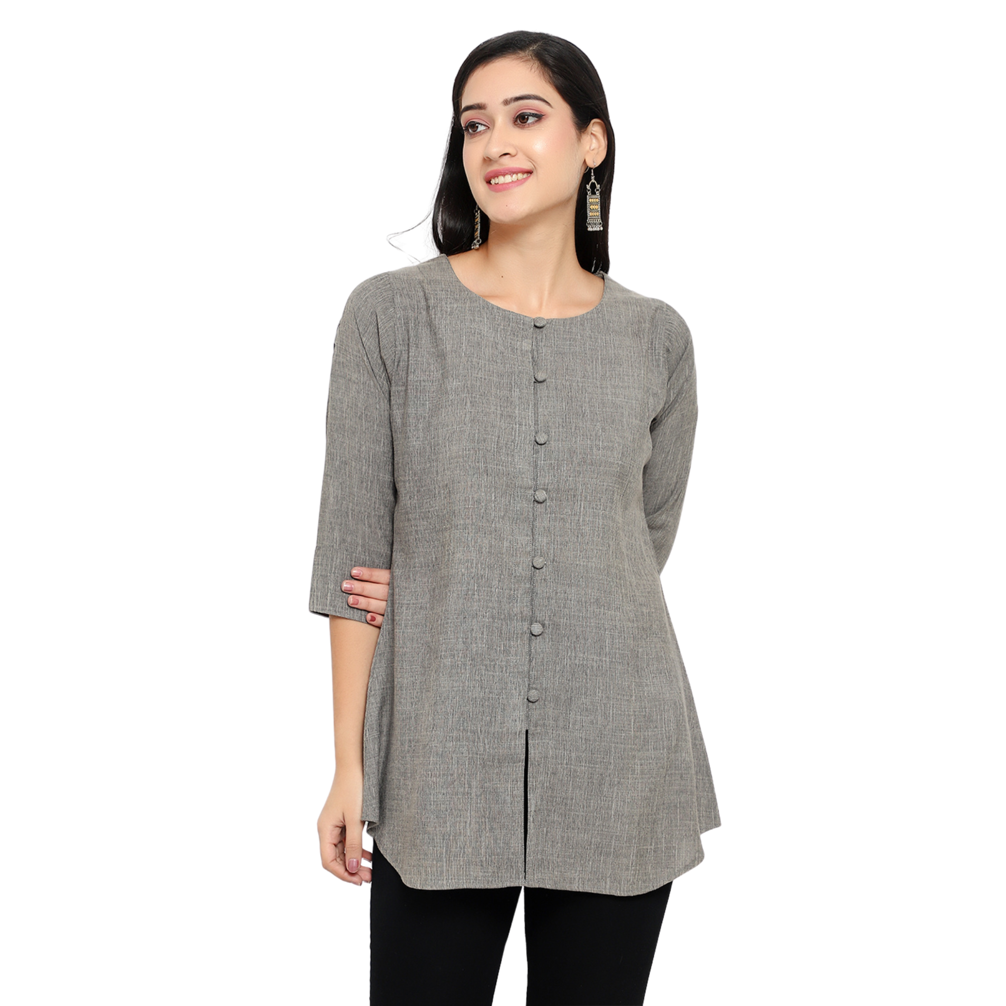Grey Cotton Linen Tunic