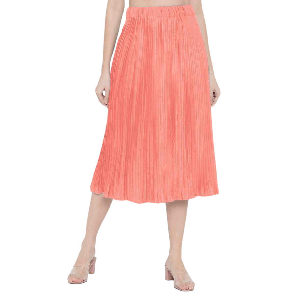 Peach Accordion Pleat Skirt