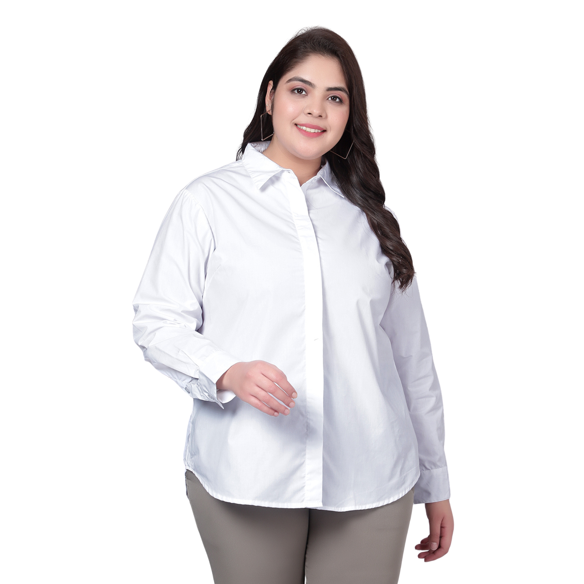 White Slim Fit Formal Plus Size Shirt