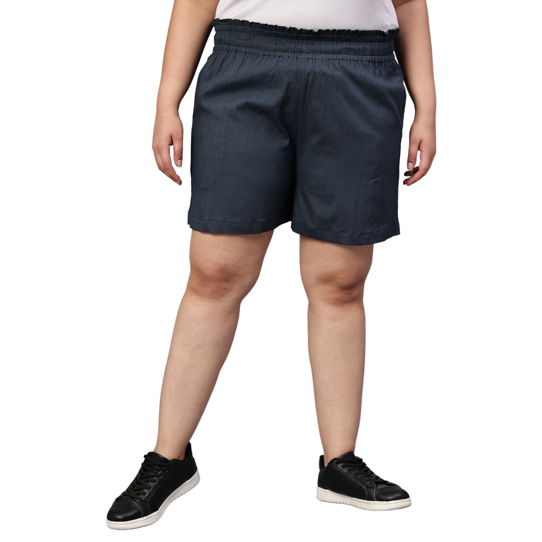 Grey Cotton Plus Size Shorts