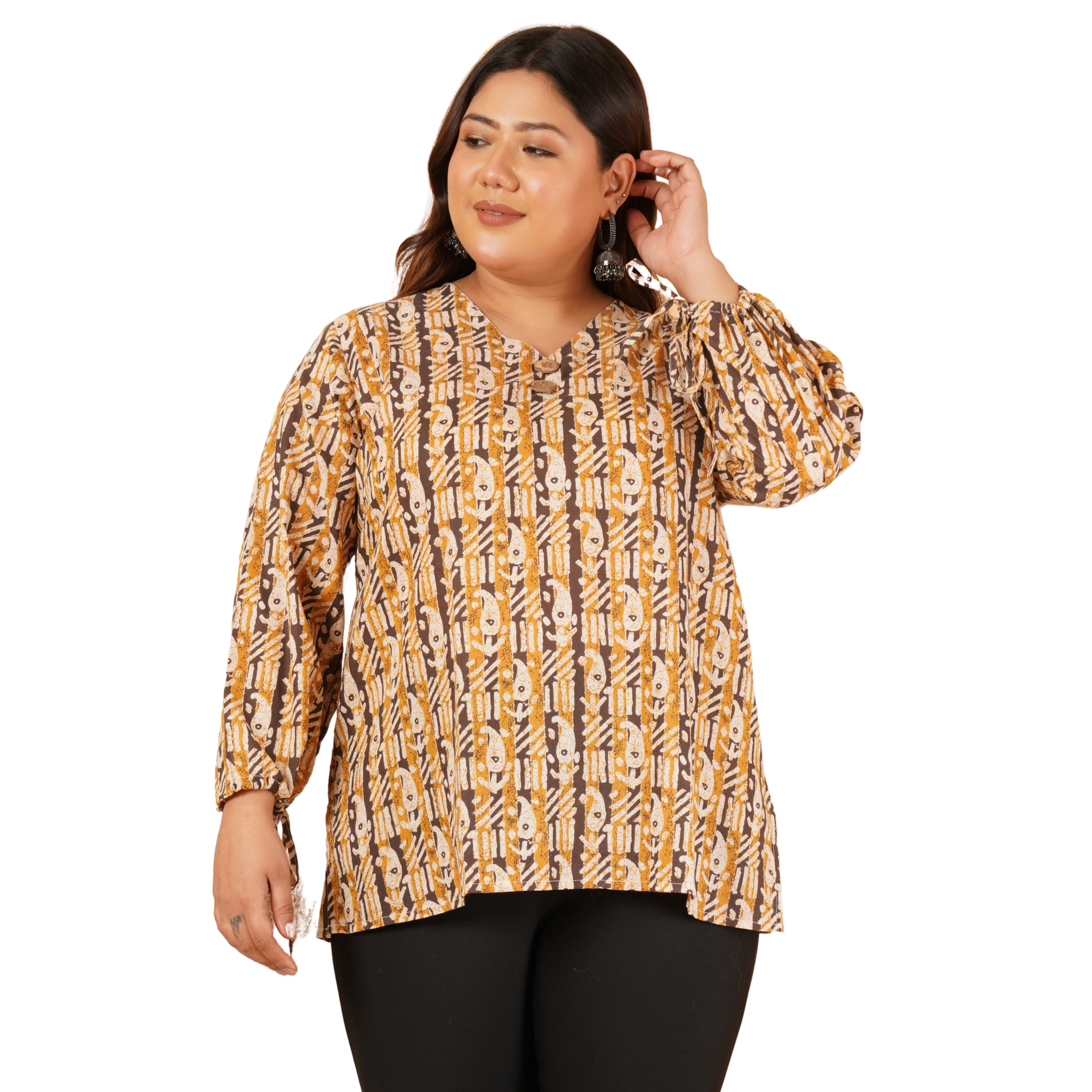 Mustard Paisley Plus Size Tunic