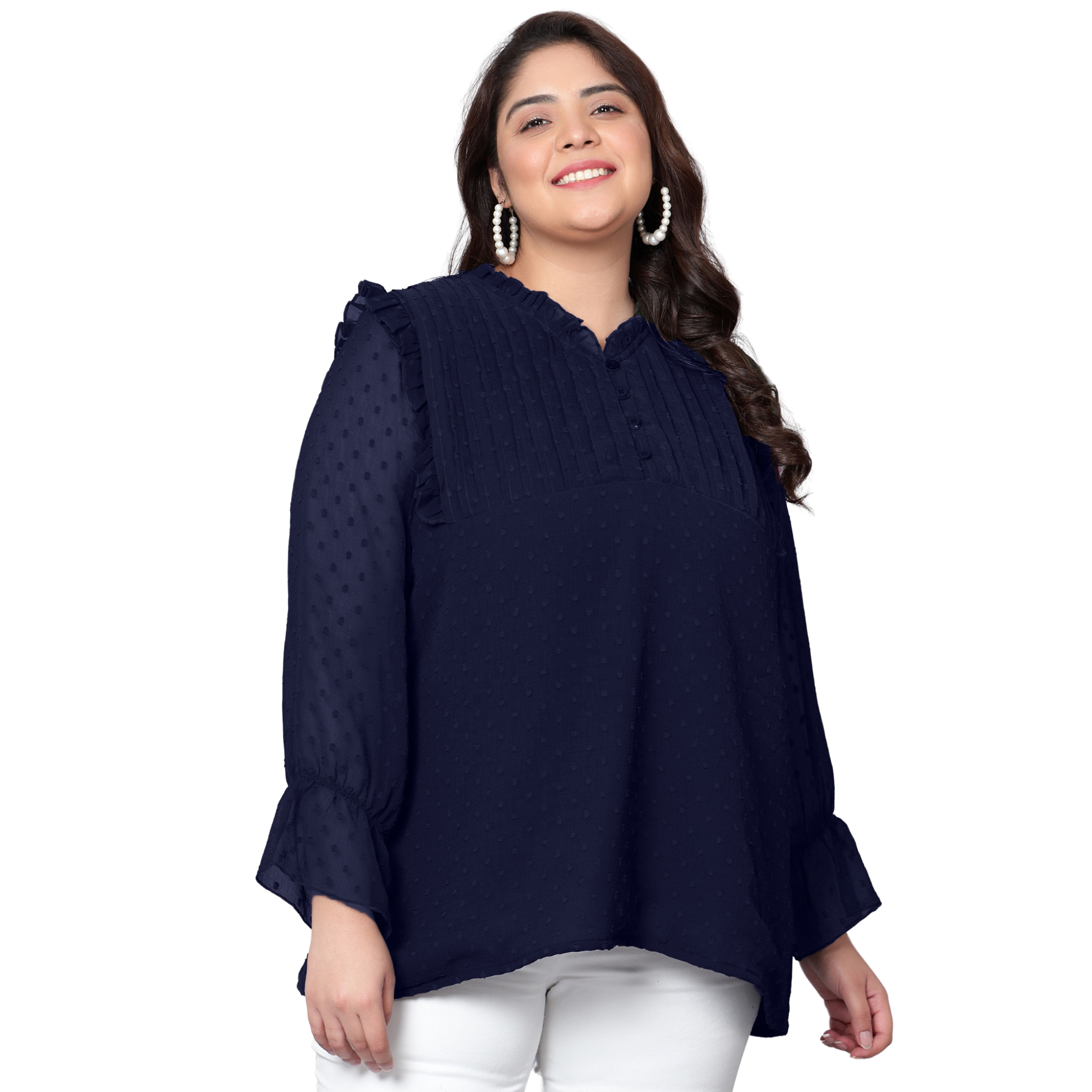Blue Georgette Plus Size Tunic