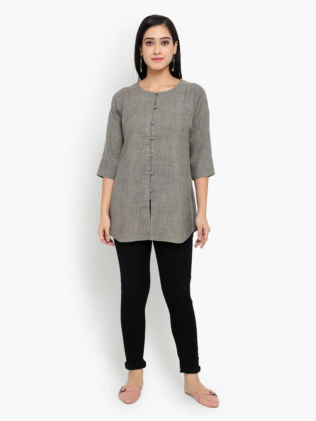 Grey Cotton Linen Tunic