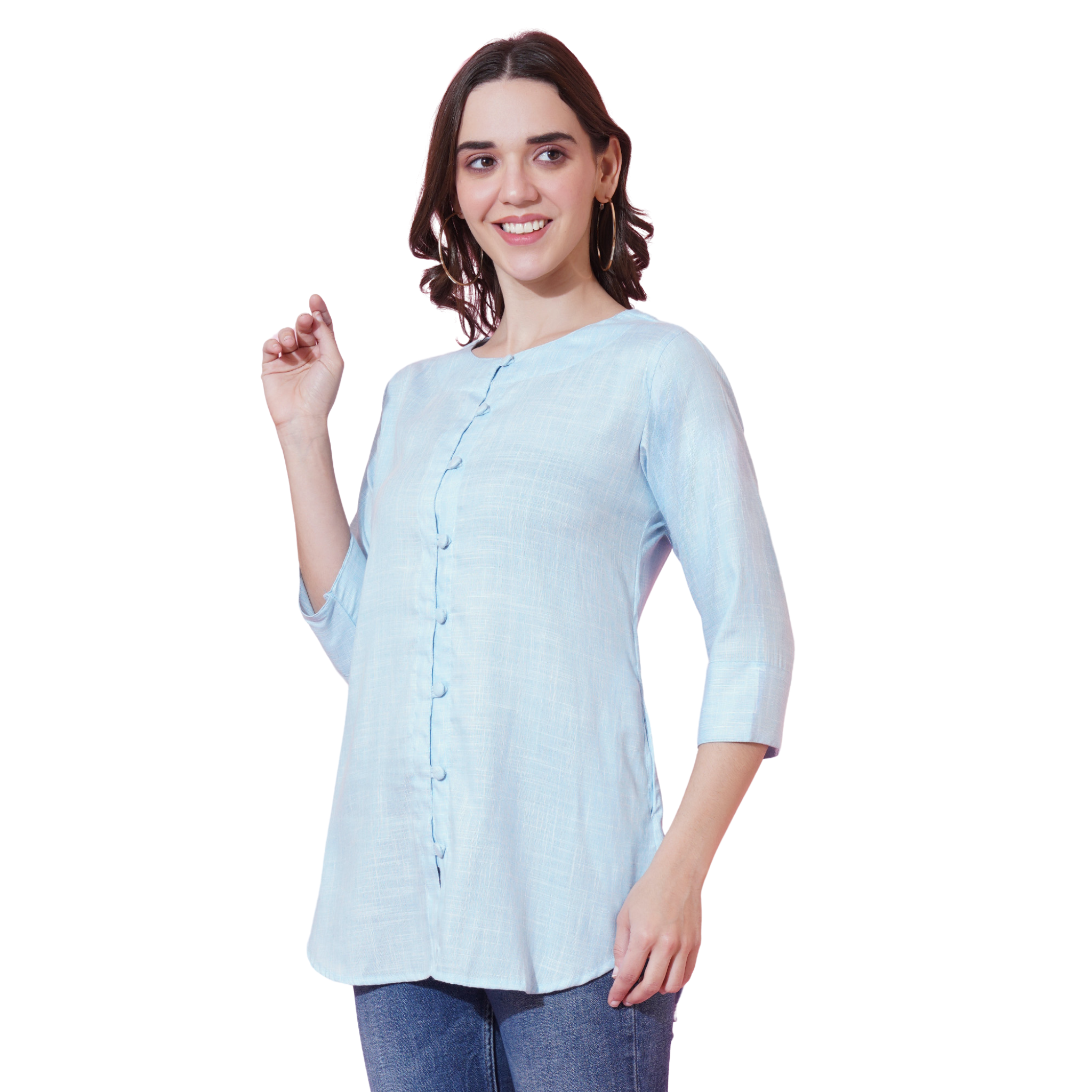 Blue Cotton Linen Tunic