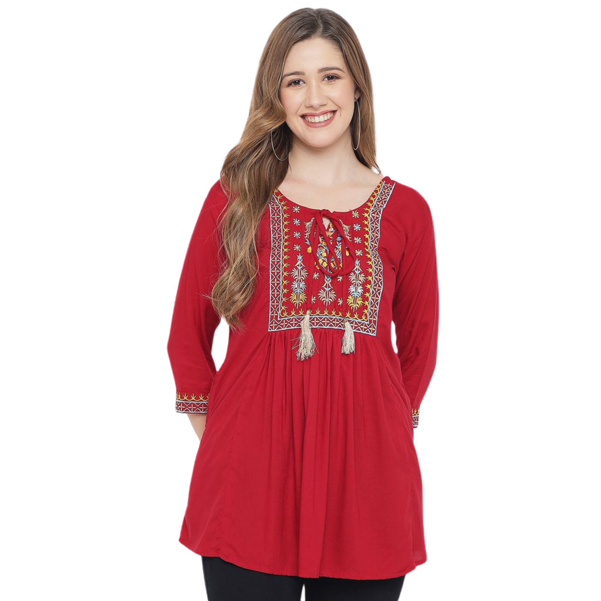 Red Embroidered Tunic