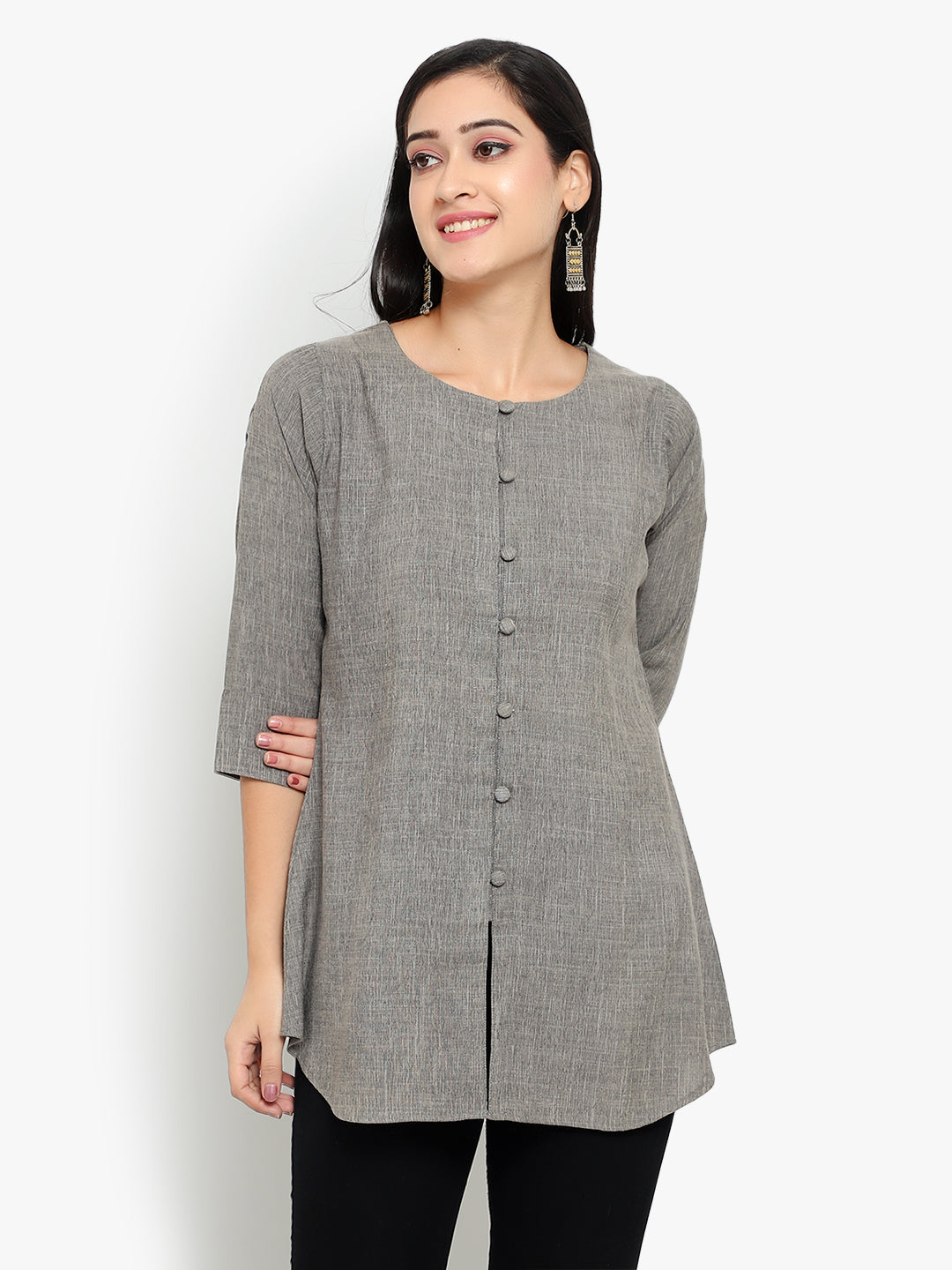 Grey Cotton Linen Tunic