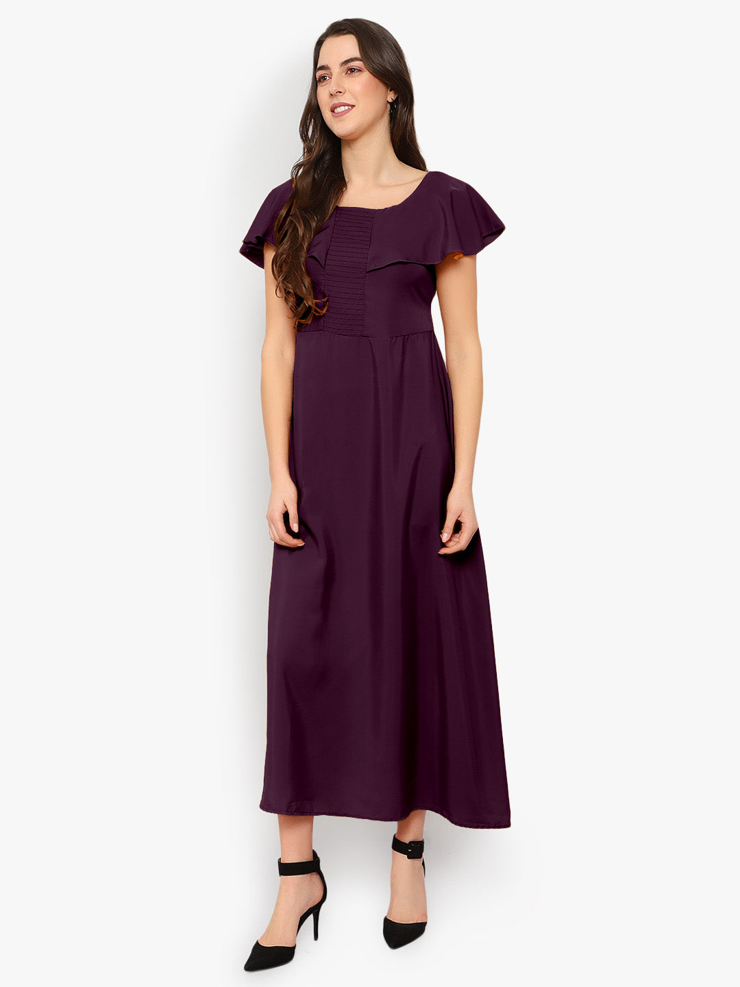 Purple Solid Maxi Dress