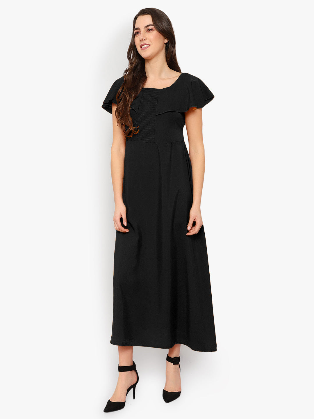 Black Solid Maxi Dress