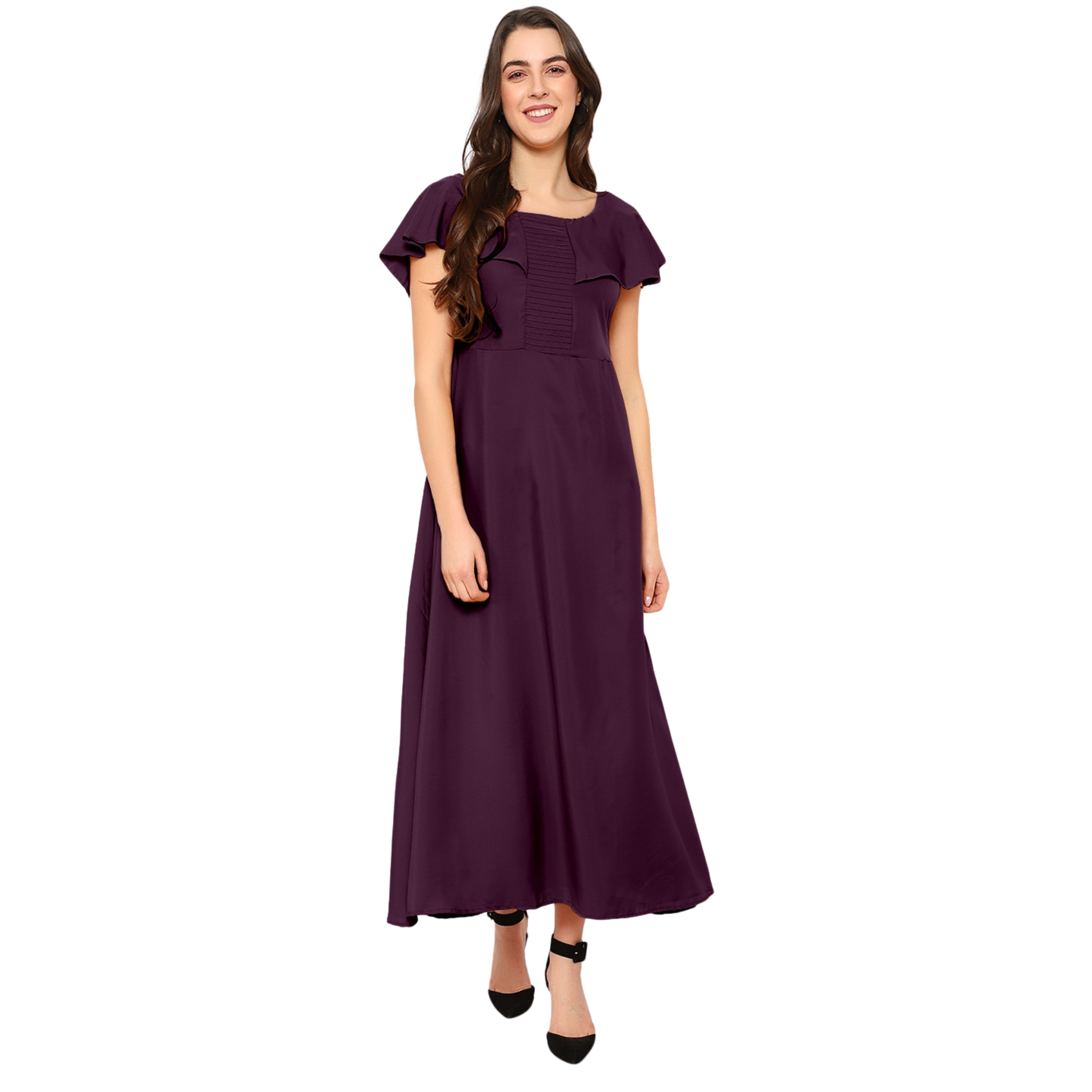 Purple Solid Maxi Dress