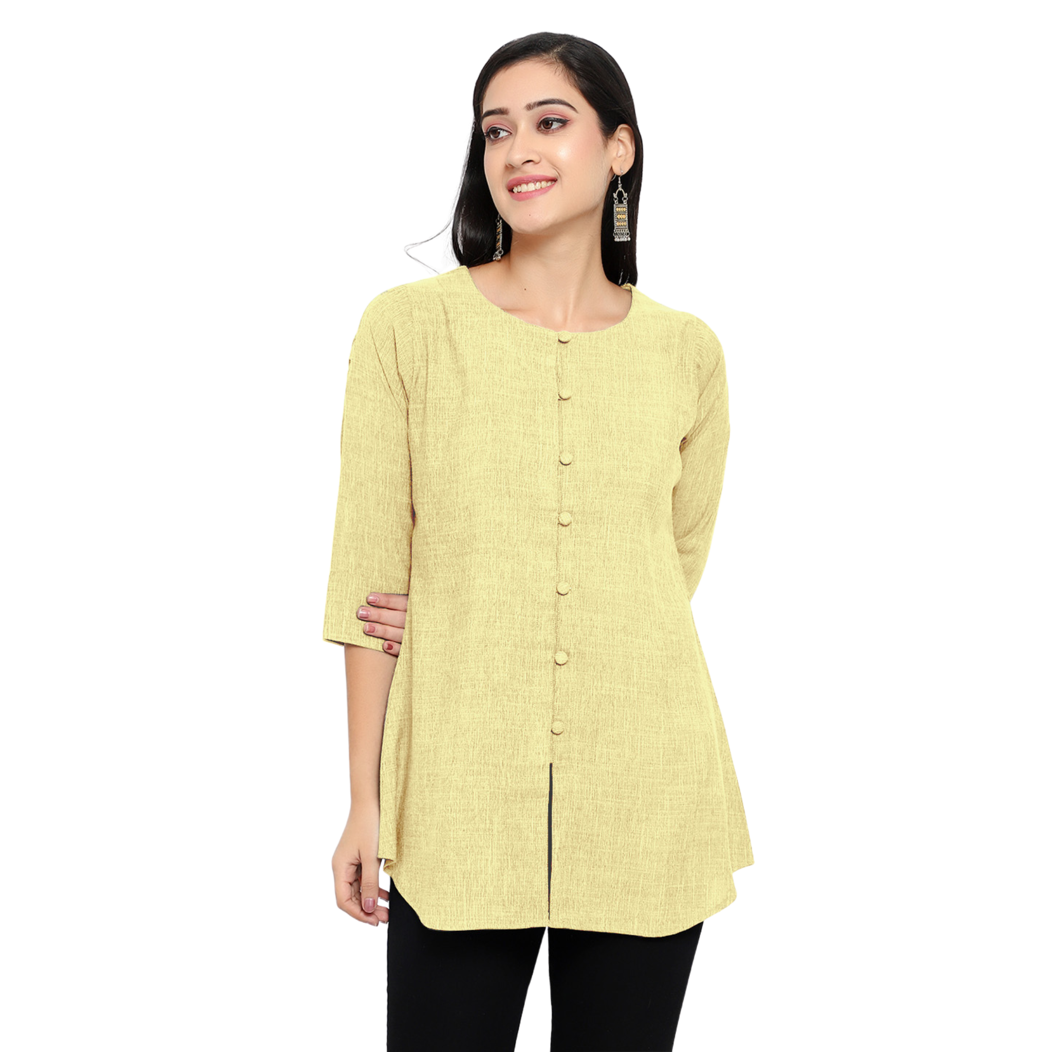 Yellow Cotton Linen Tunic